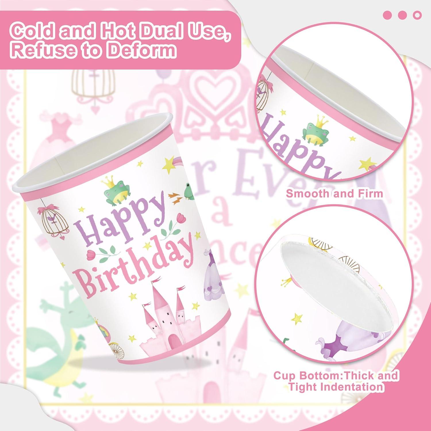 Set de Vajilla para Fiesta de Cumpleaños Princesa 4 Años - 120 Piezas