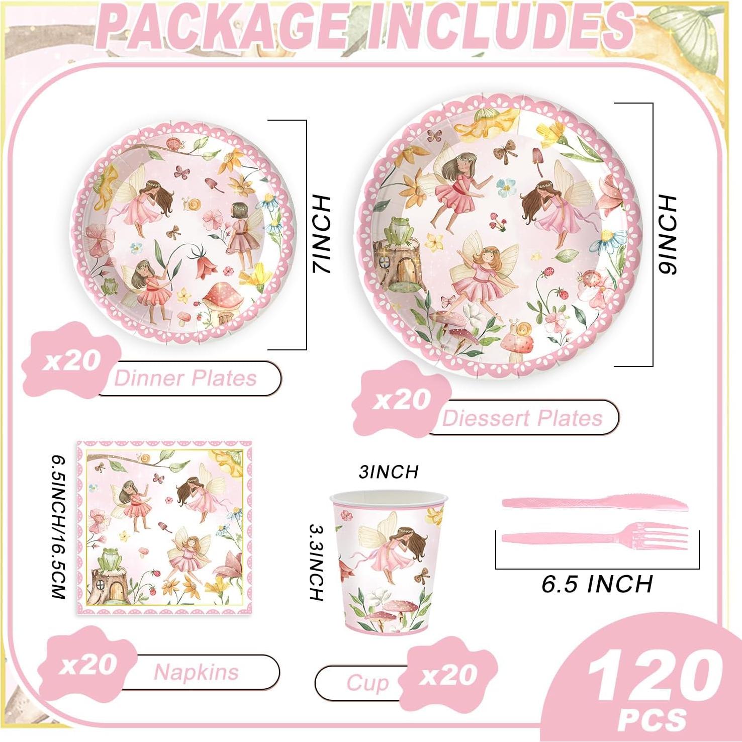 Kit de Fiesta de Hadas 120 Piezas para 20 Invitados