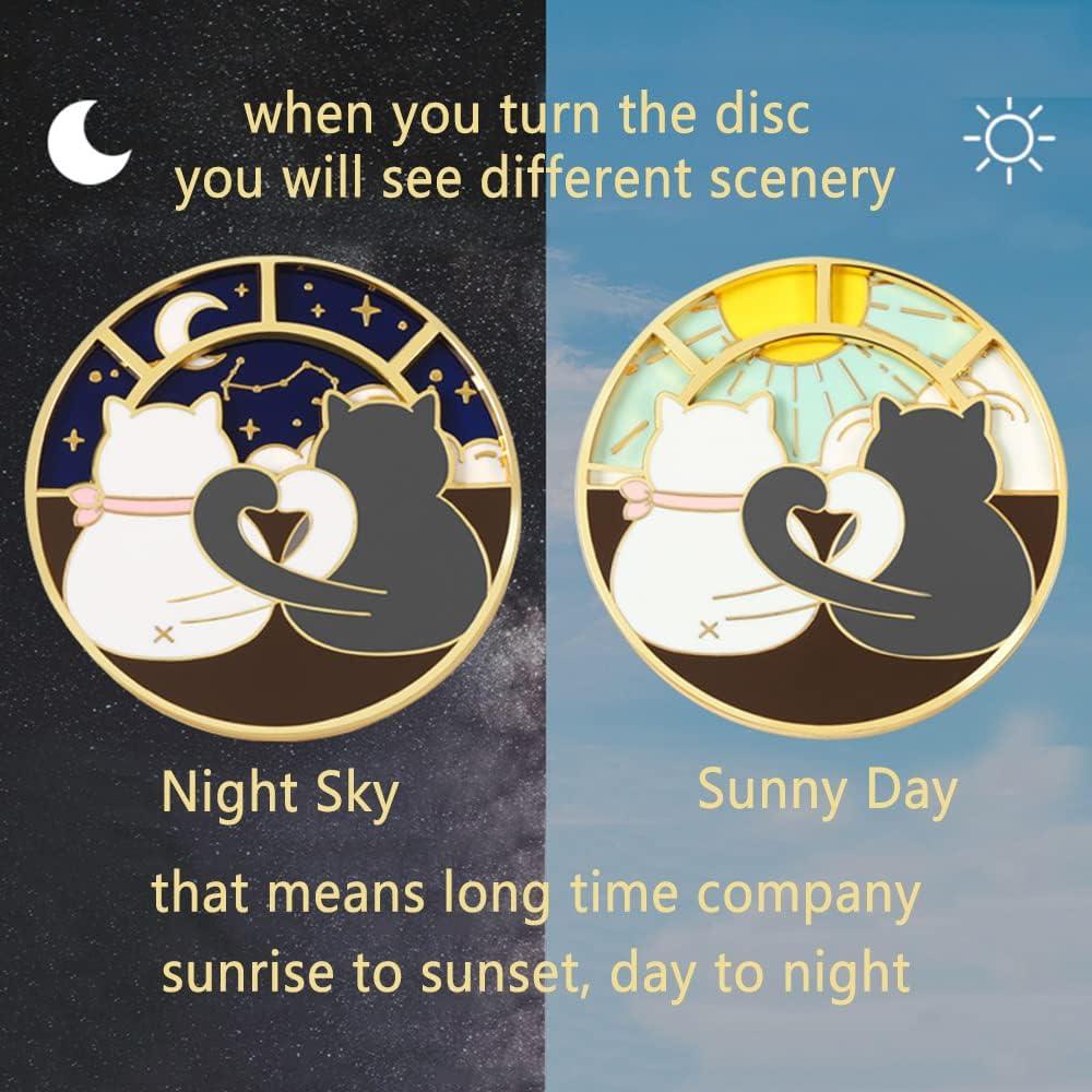 Pin de Esmalte Giratorio Gato Anime YURAOER - 4.7 cm