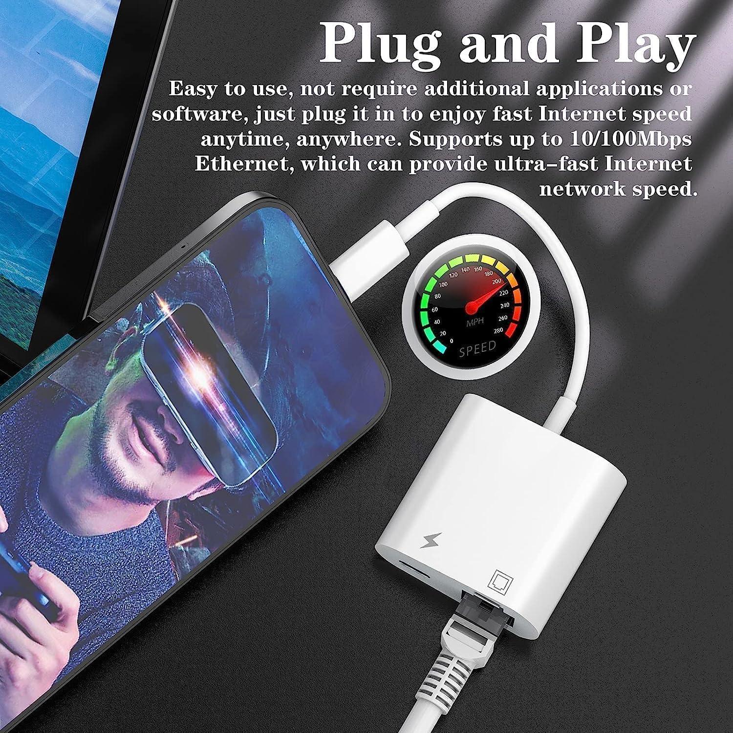 Adaptador Ethernet RJ45 a Lightning 2 en 1 esbeecables