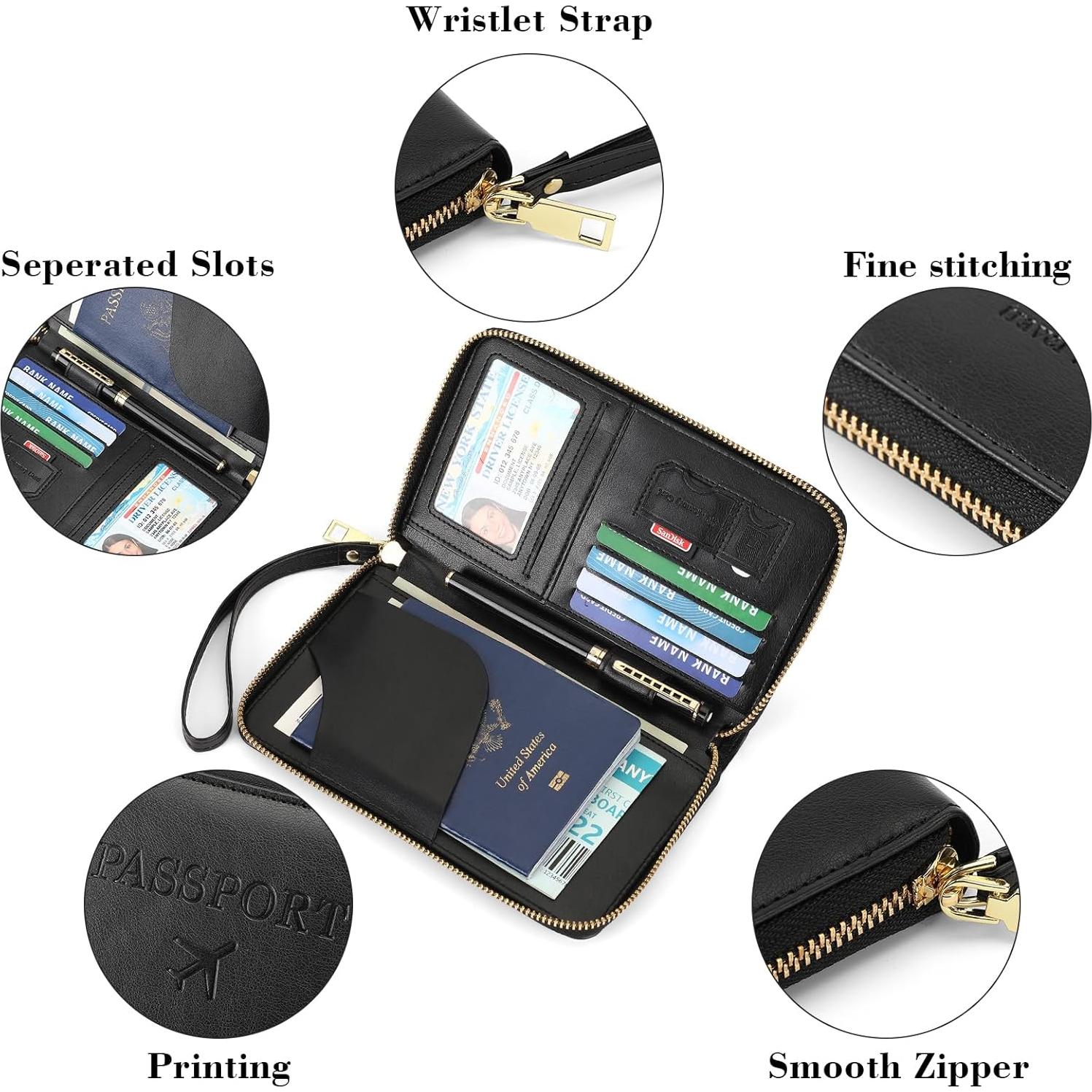 Portafolios de Pasaporte LEEXTON de Cuero con Bloqueo RFID