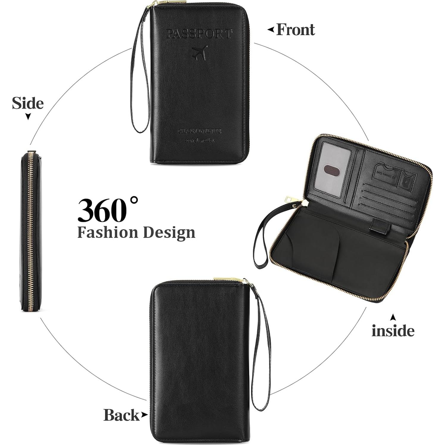 Portafolios de Pasaporte LEEXTON de Cuero con Bloqueo RFID