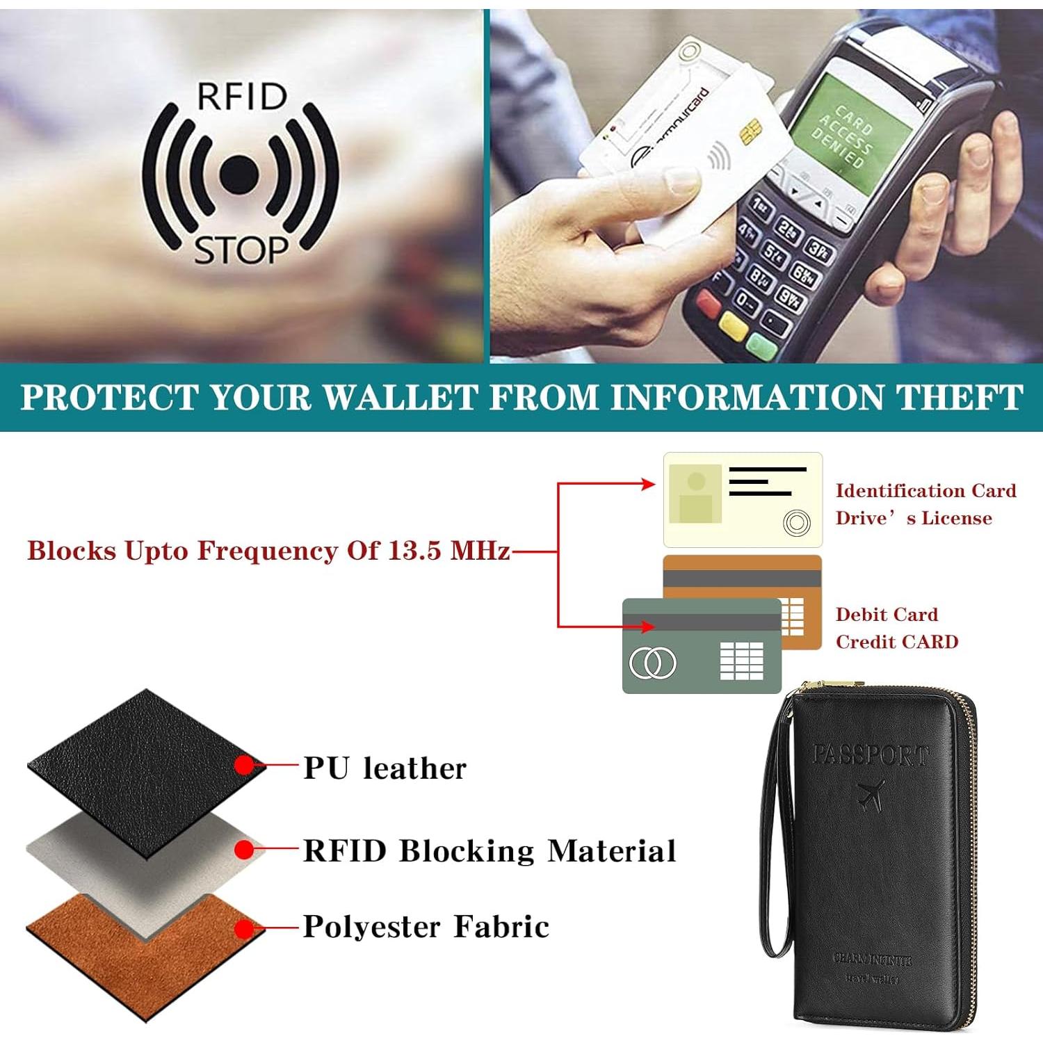 Portafolios de Pasaporte LEEXTON de Cuero con Bloqueo RFID