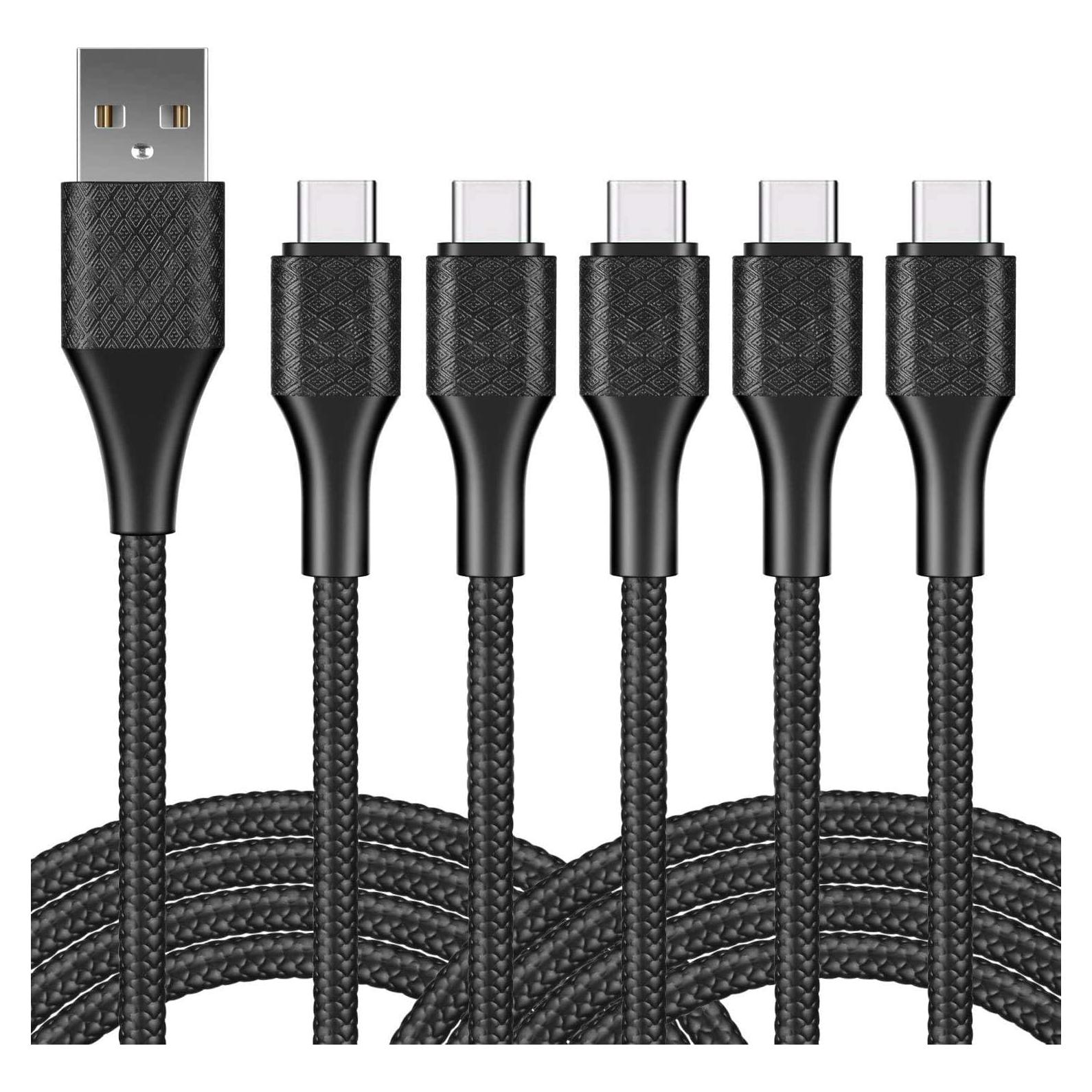 Cable de Carga Rápida USB Tipo C Icseio 6FT Paquete de 5