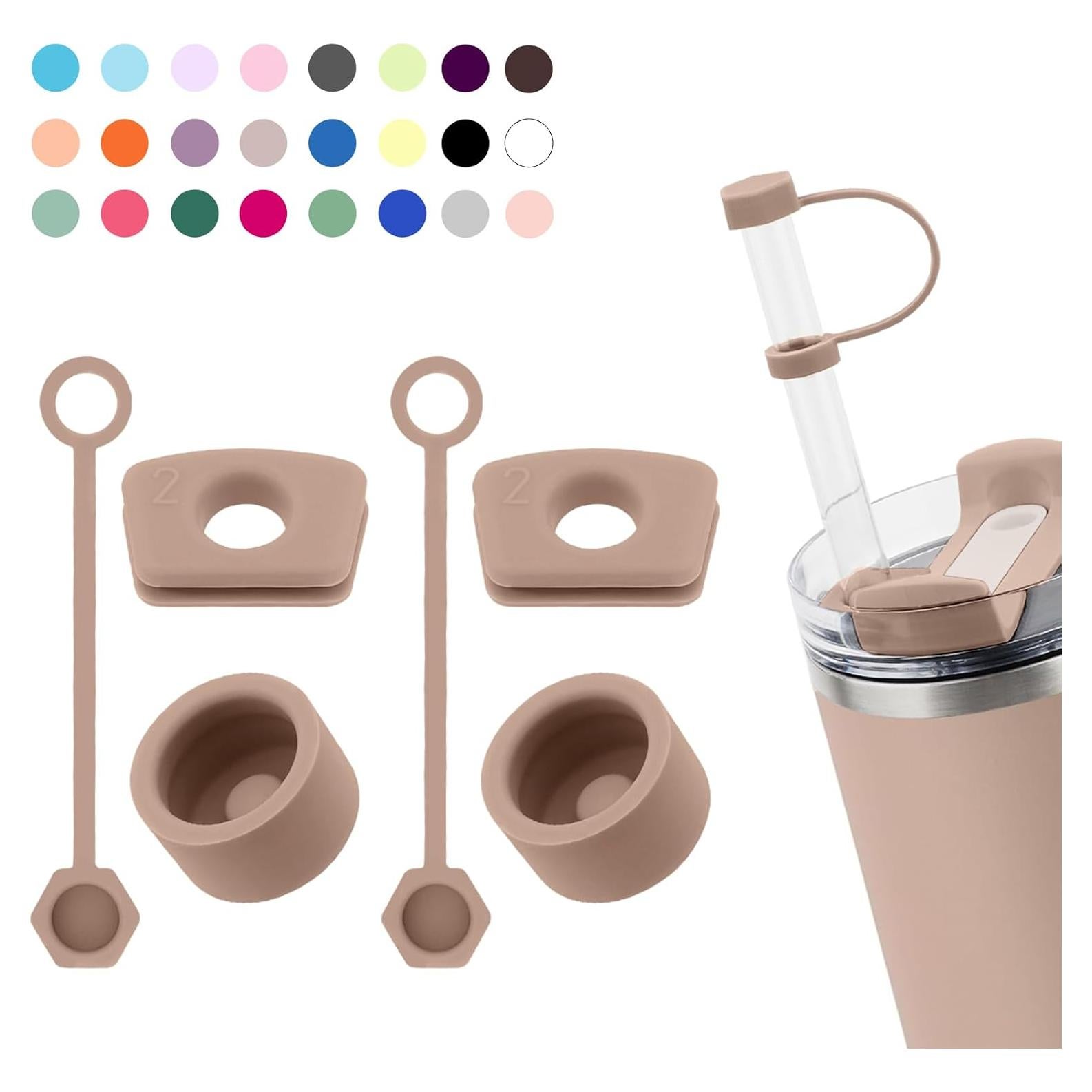 Juego de Tapas de Silicona DUNLAGUE 2 Pack Rosa Almendra 30oz 40oz