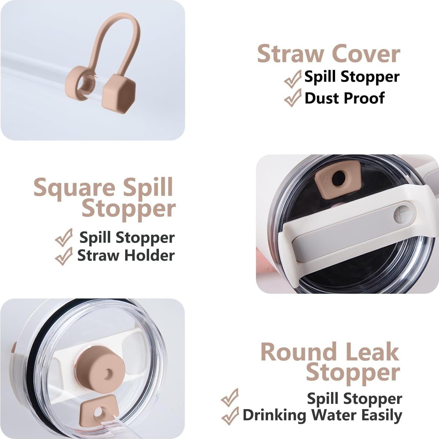 Juego de Tapas de Silicona DUNLAGUE 2 Pack Rosa Almendra 30oz 40oz