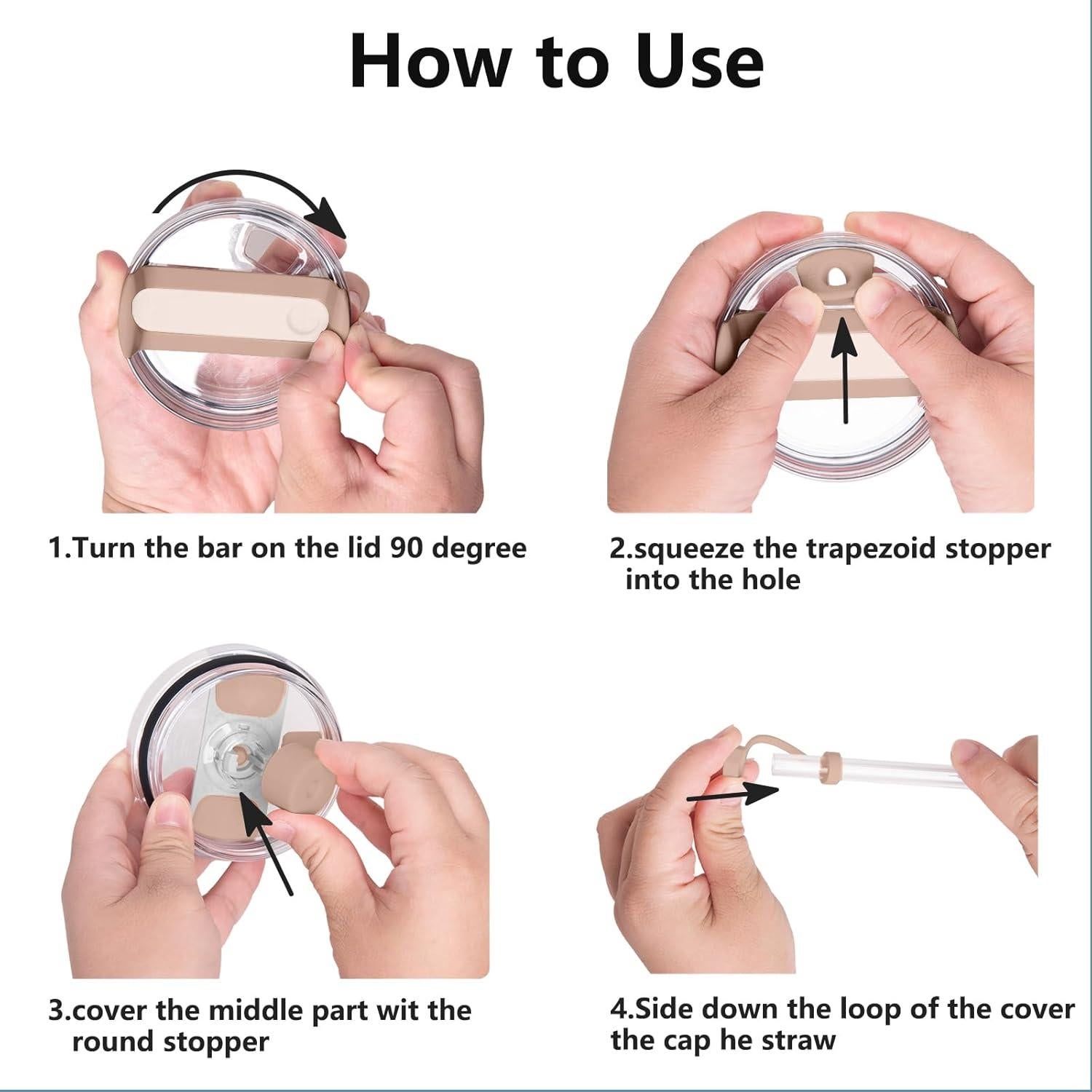 Juego de Tapas de Silicona DUNLAGUE 2 Pack Rosa Almendra 30oz 40oz