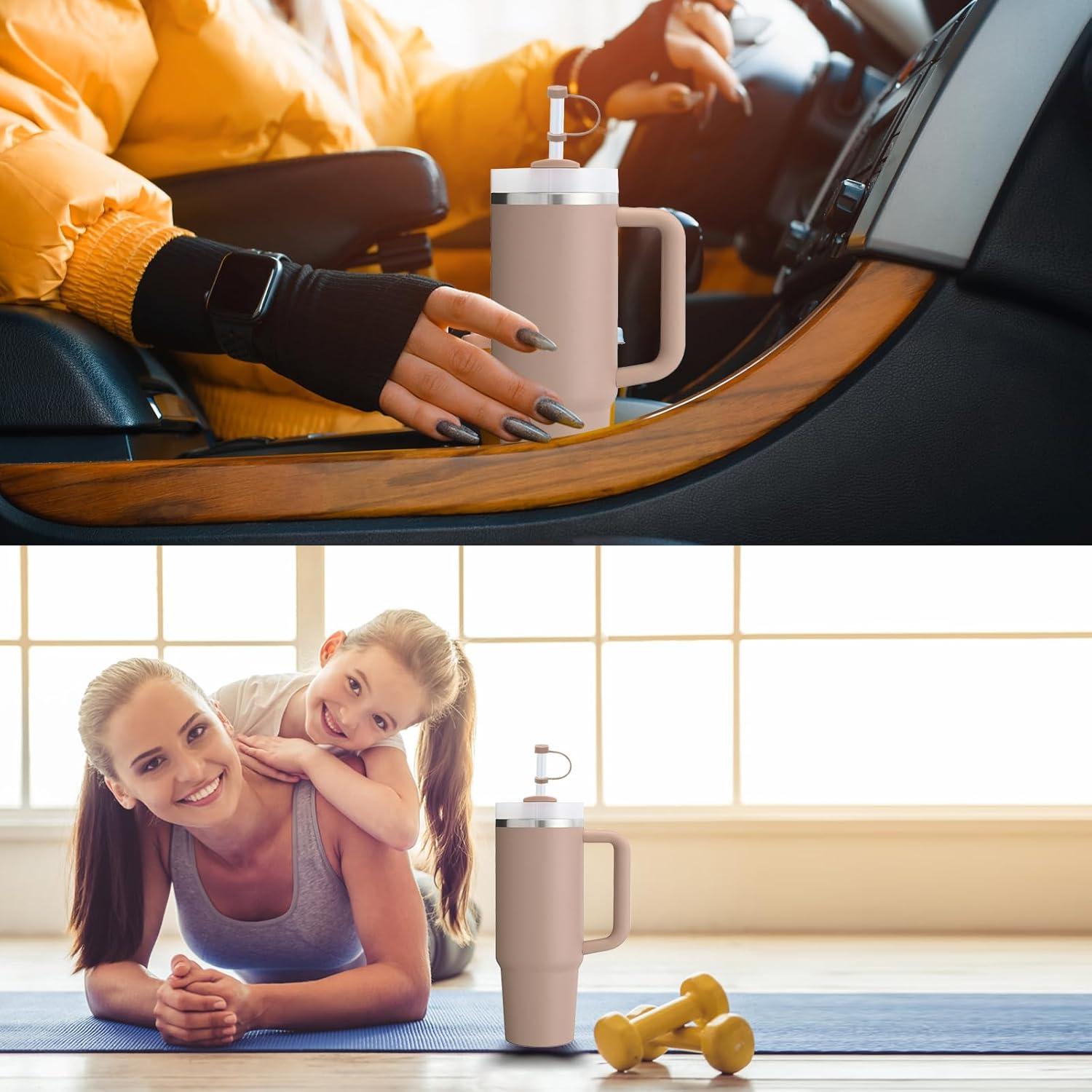 Juego de Tapas de Silicona DUNLAGUE 2 Pack Rosa Almendra 30oz 40oz