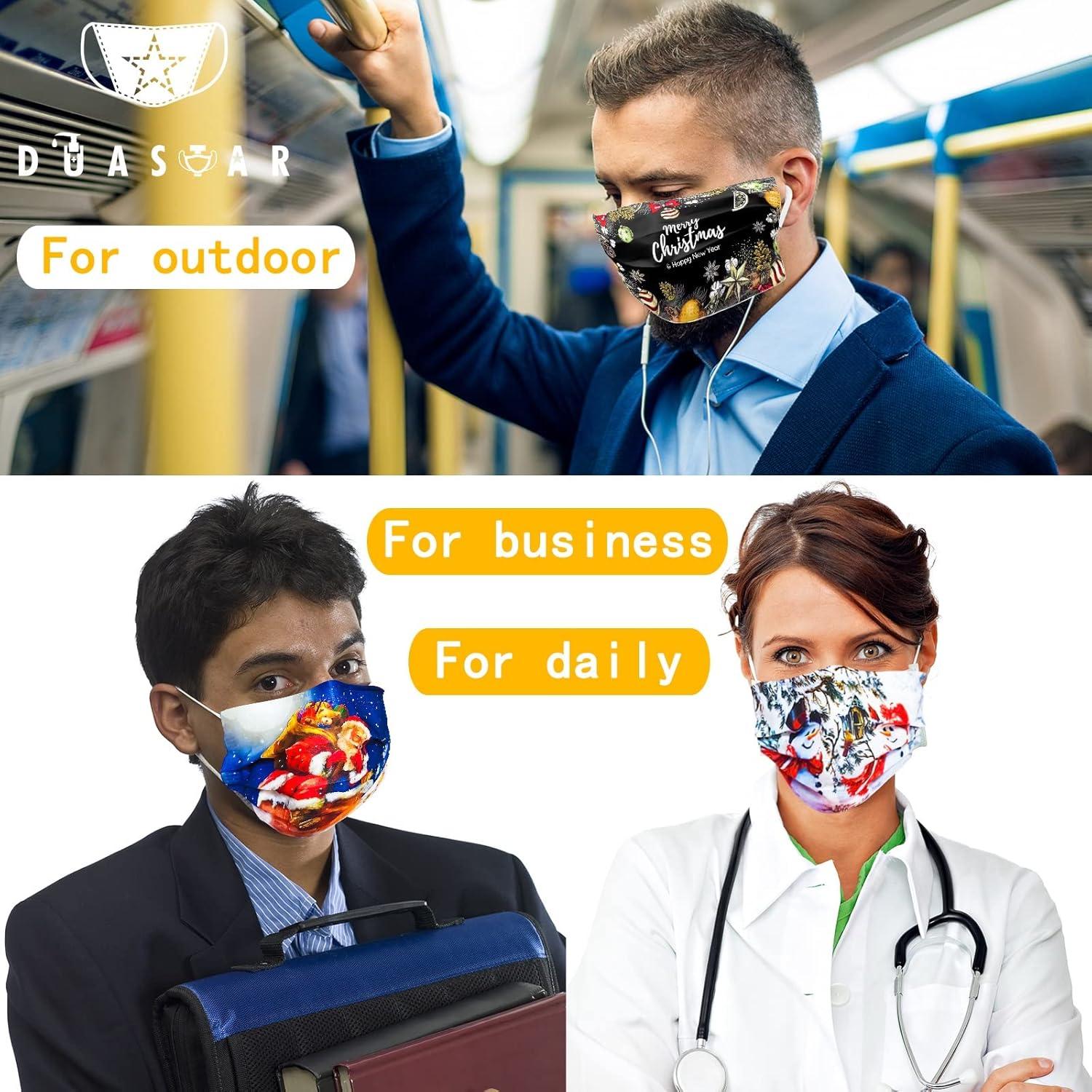 Mascarillas Desechables Navideñas 3 Capas Adultos 50 Unidades