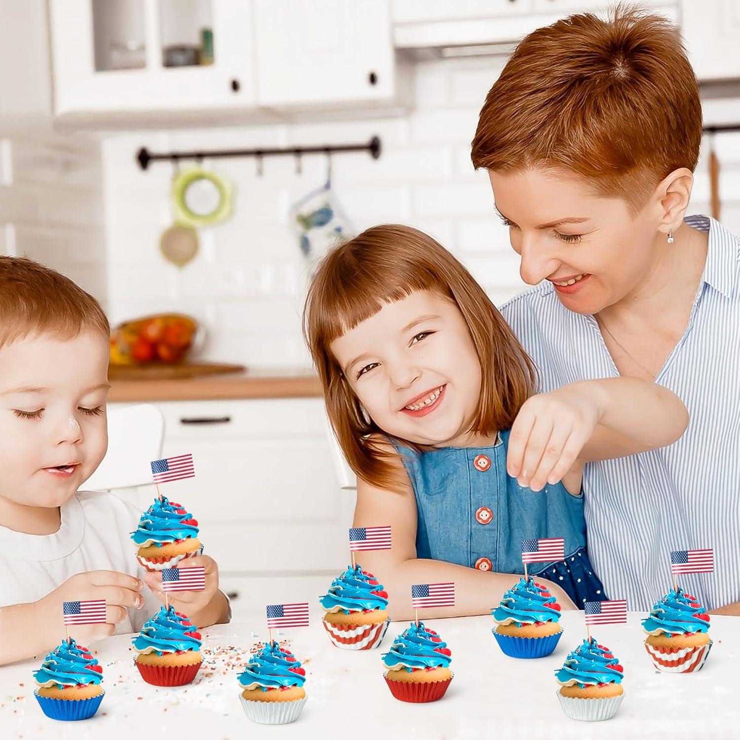Forros de Cupcake Mini COcnny - 600 Piezas, 4 Estilos Patrióticos