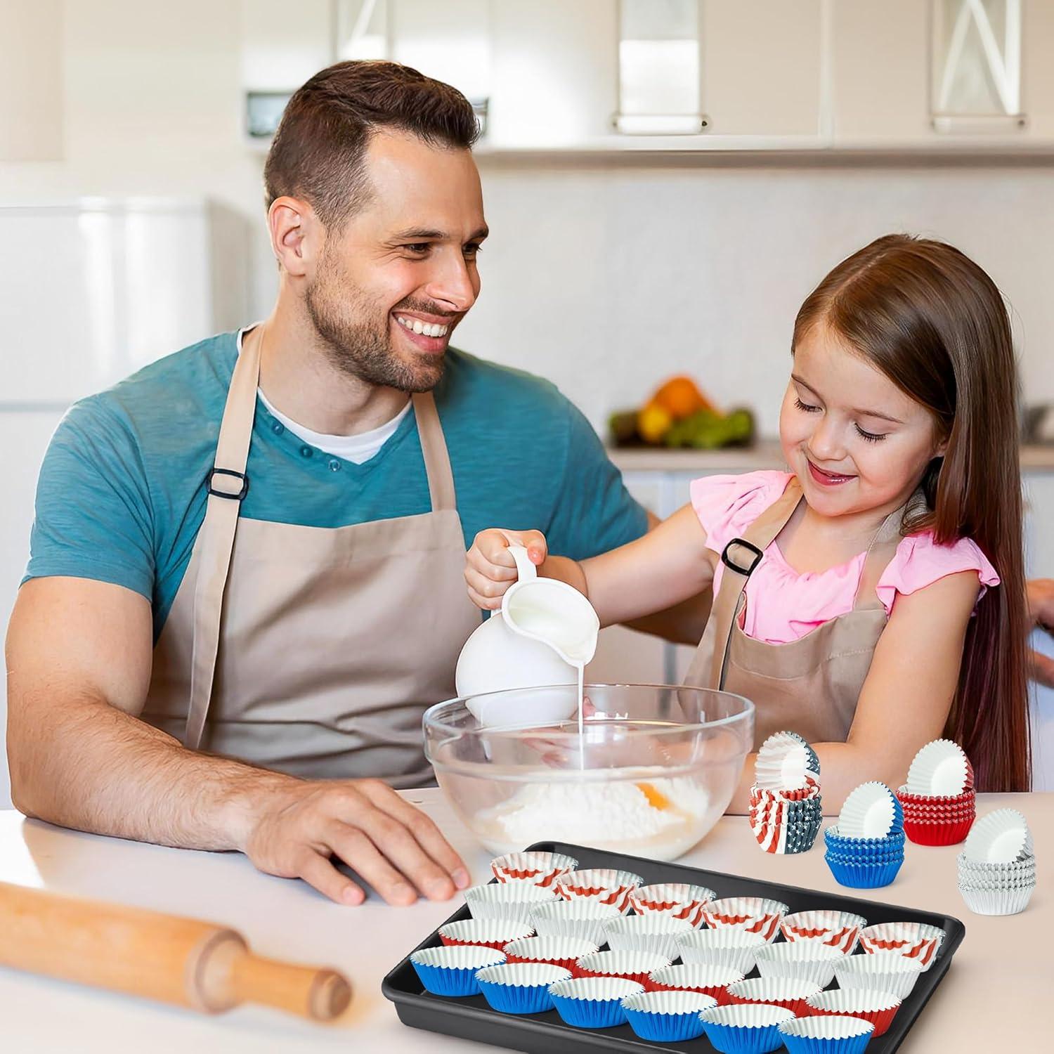 Forros de Cupcake Mini COcnny - 600 Piezas, 4 Estilos Patrióticos
