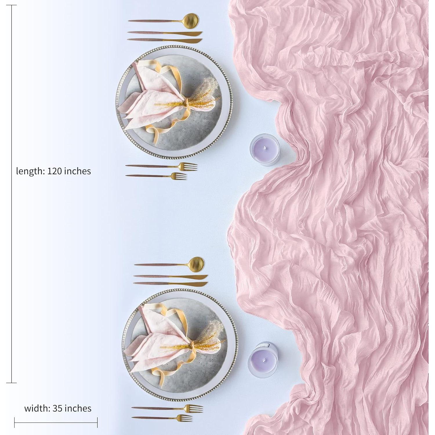Paquete de 2 Corredores de Mesa de Gasa Rosa Bebé 3.05m