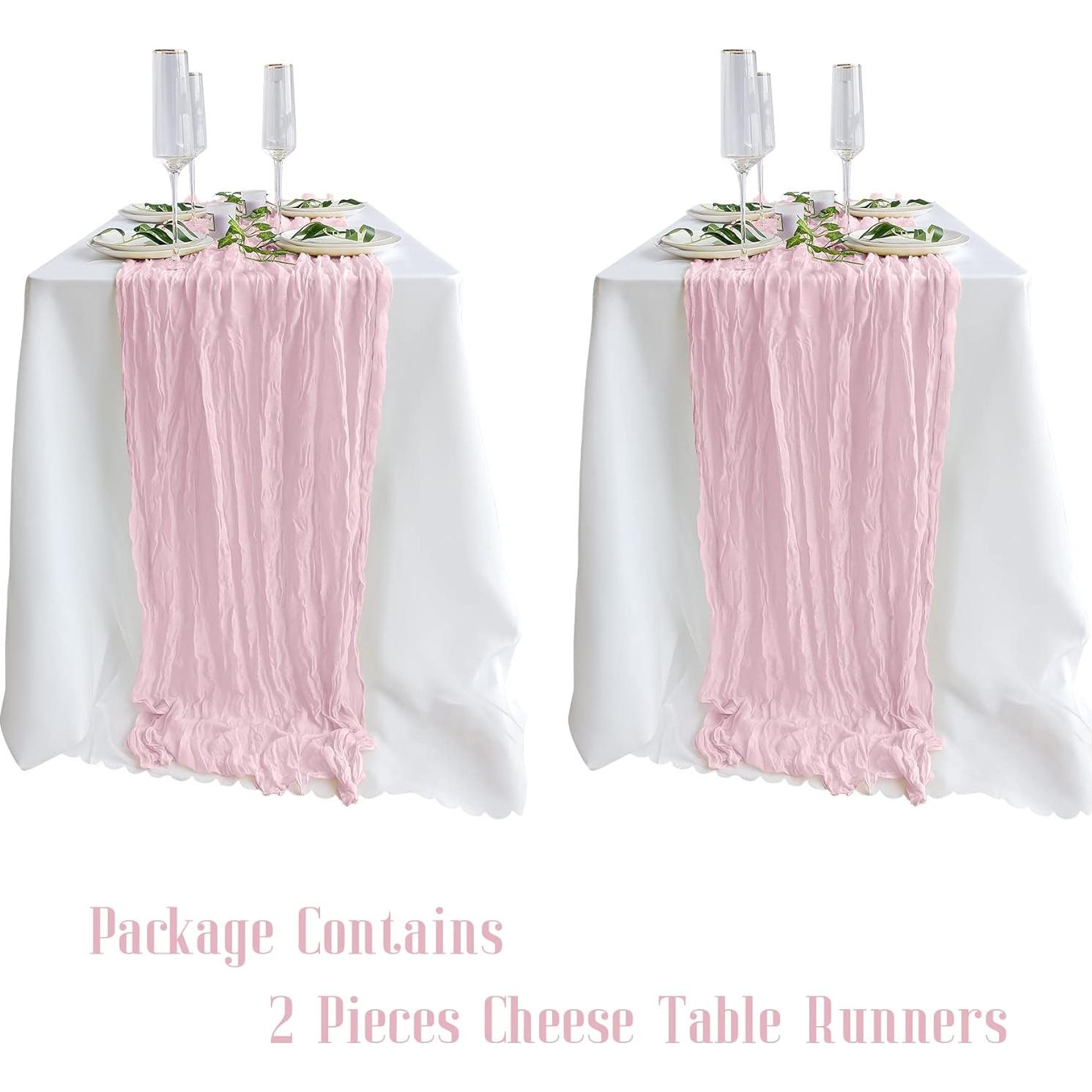 Paquete de 2 Corredores de Mesa de Gasa Rosa Bebé 3.05m