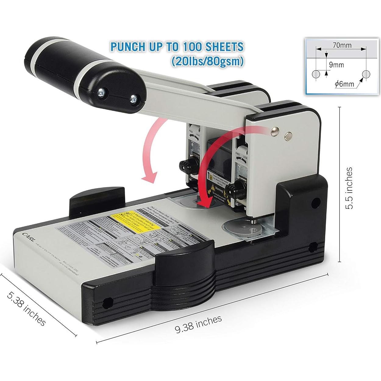 Perforadora Carl XHC-2100N de 2 Agujeros para 100 Hojas