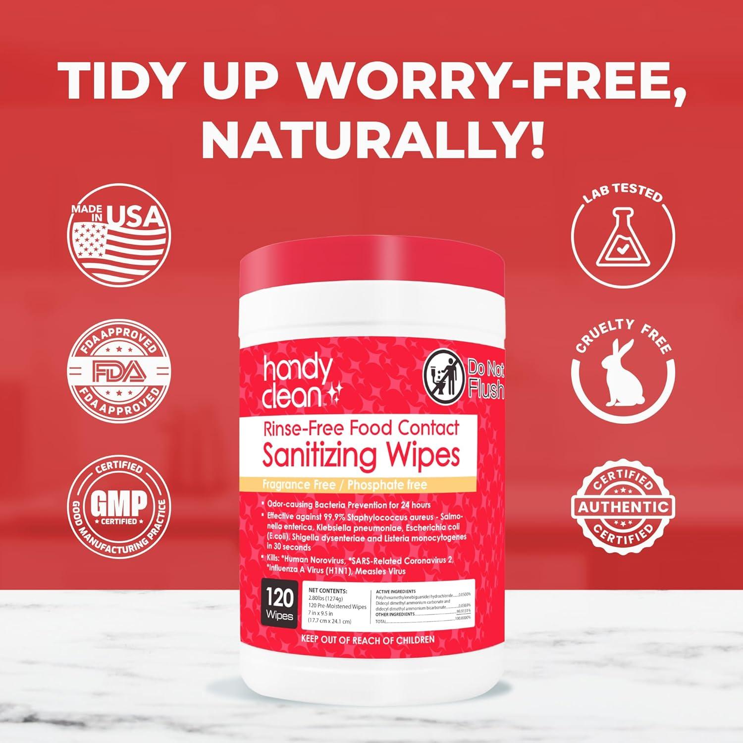 Toallitas Desinfectantes HandyClean 120 Unidades Sin Enjuague