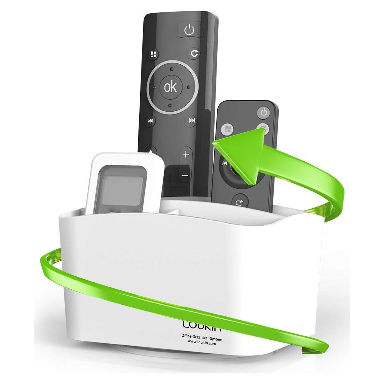 Soporte giratorio para control remoto Loukin blanco 5 compartimentos