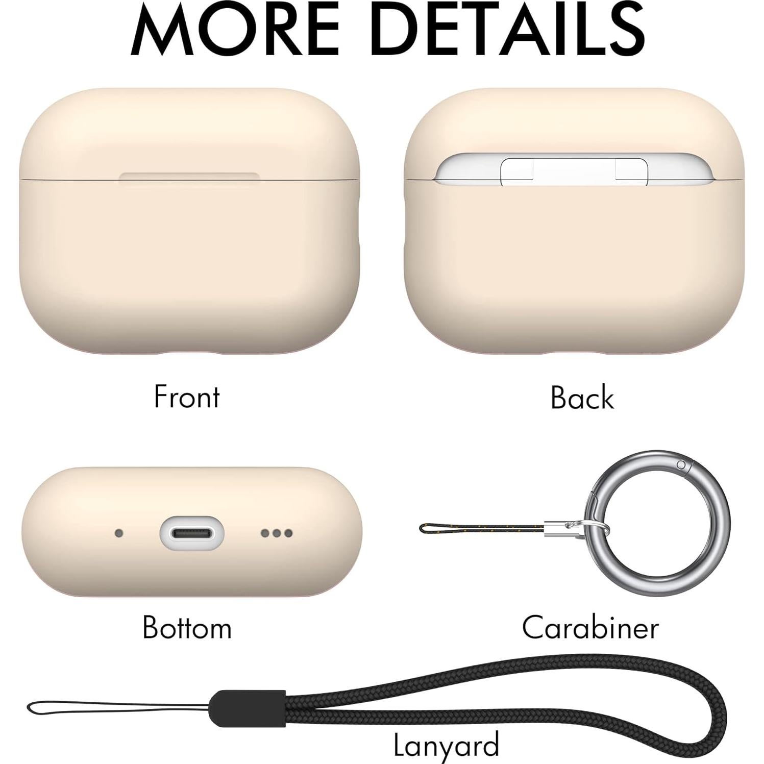 Funda de Silicona NIUTRENDZ para AirPods Pro 2 2022 Beige