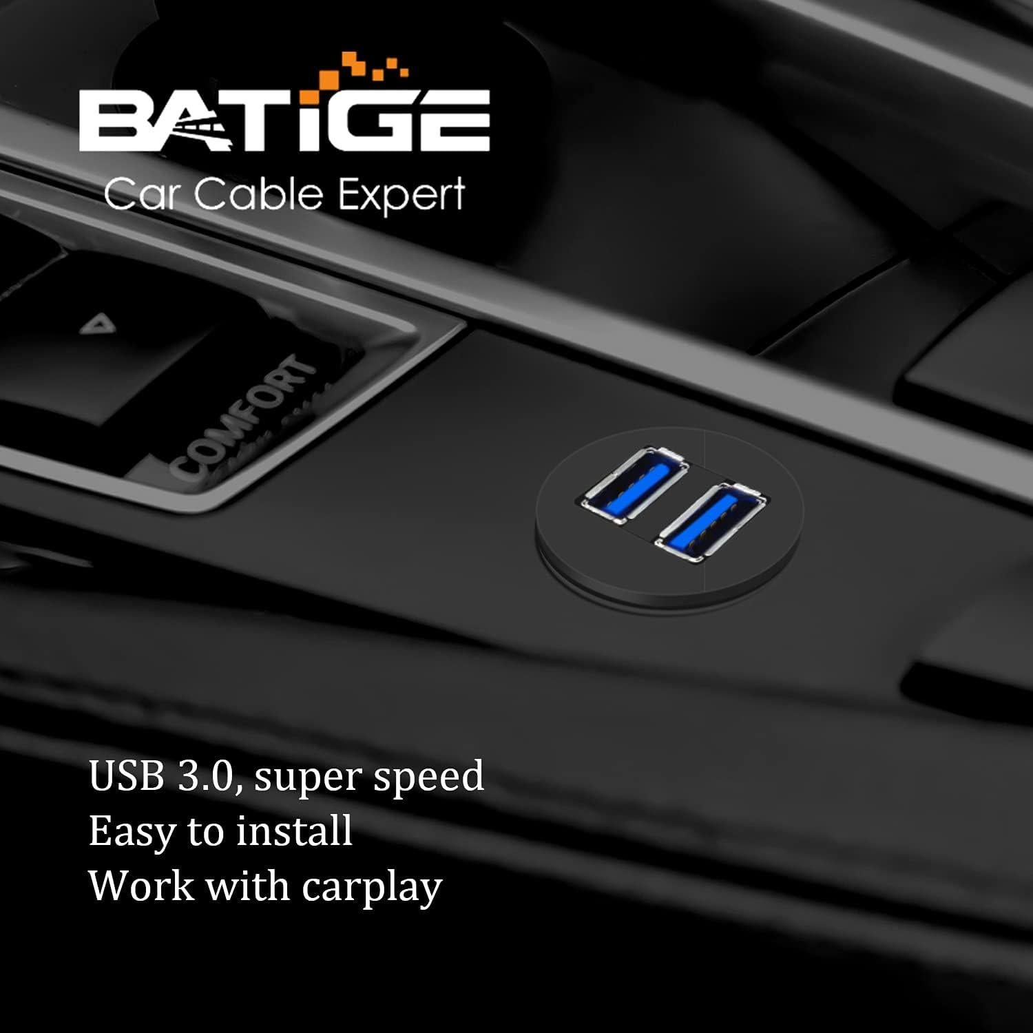 Cable de Extensión USB 3.0 BATIGE 0.3m Doble para Coche Barco