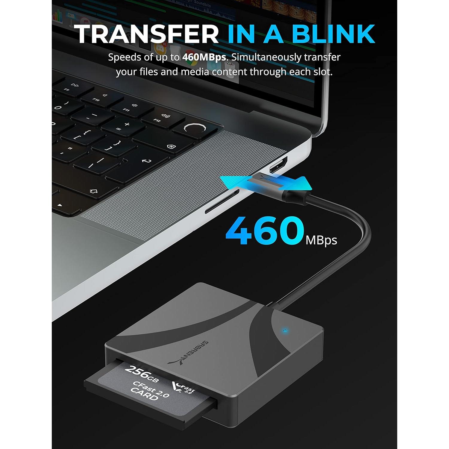 Lector de Tarjetas CFast 2.0 Sabrent CR-CF20 USB-C 5Gbps