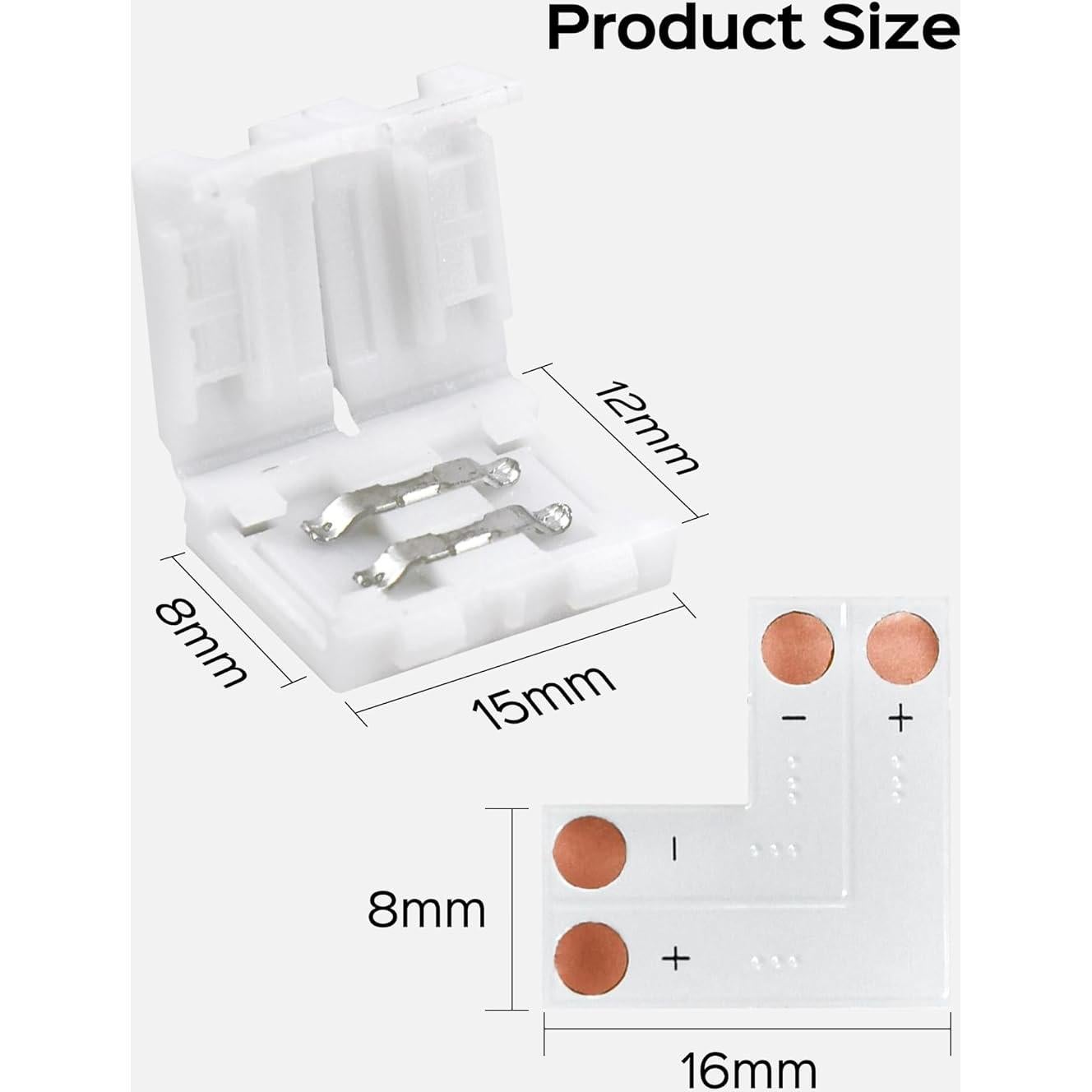 Conectores LED 2 Pines JACKYLED 8mm - 32 Piezas