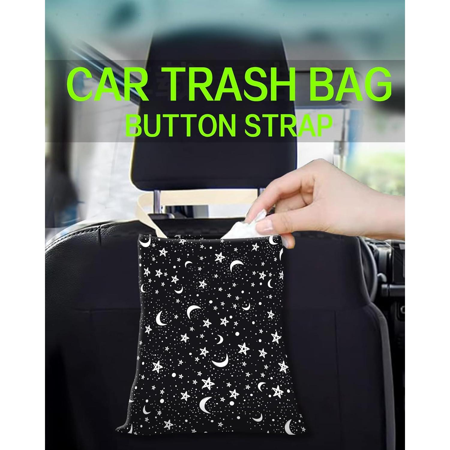 Basurero de Auto Colgante ANKVRP Estrella y Luna Negra Blanca