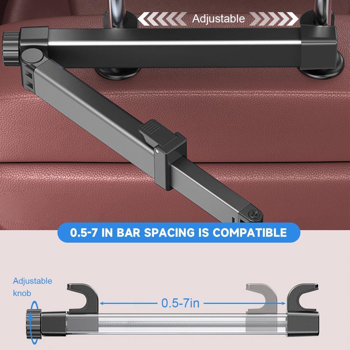 Soporte de Tableta para Reposacabezas de Coche KHGUZ Negro Ajustable