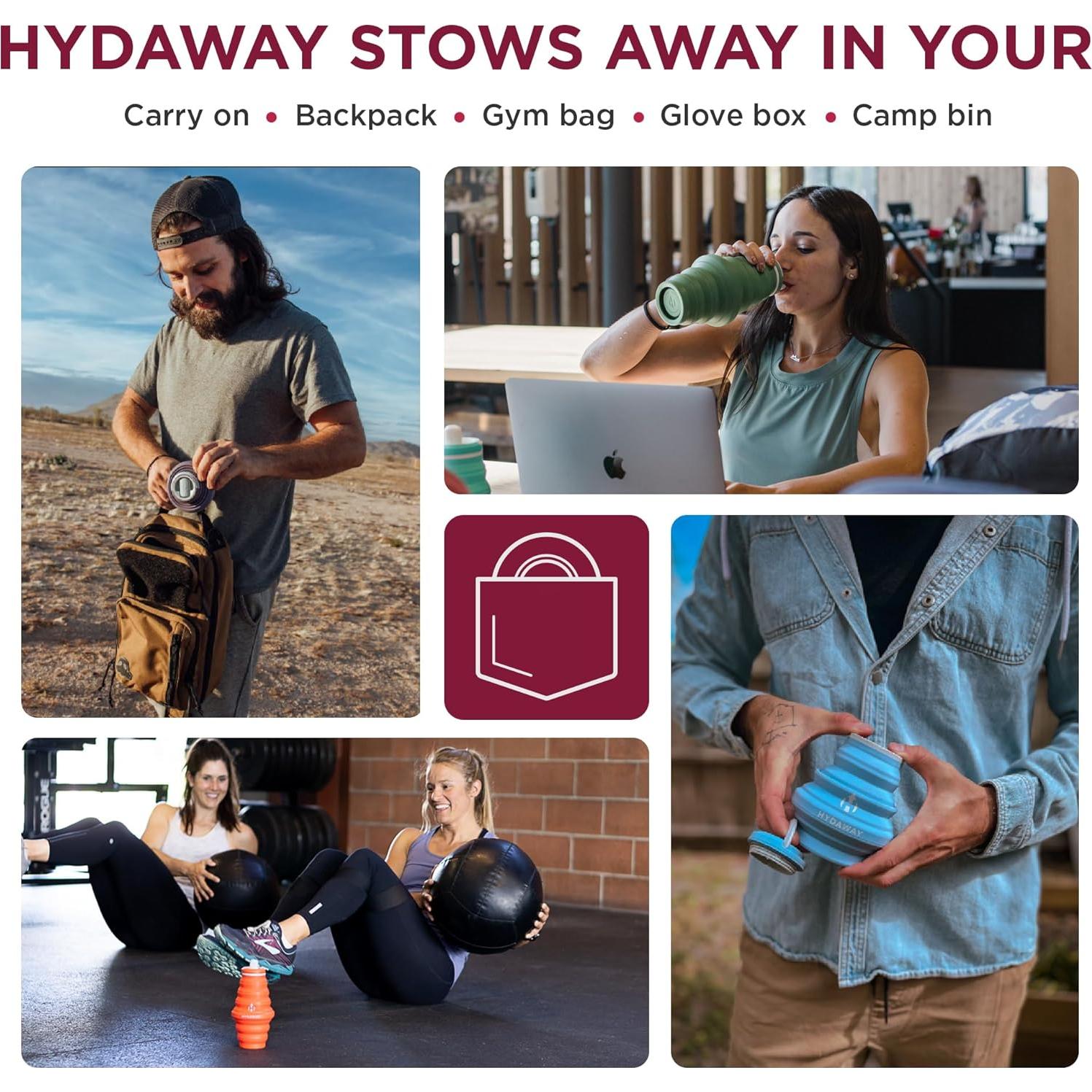 Botella de Agua Plegable HYDAWAY 500ml - Ligera y a Prueba de Fugas