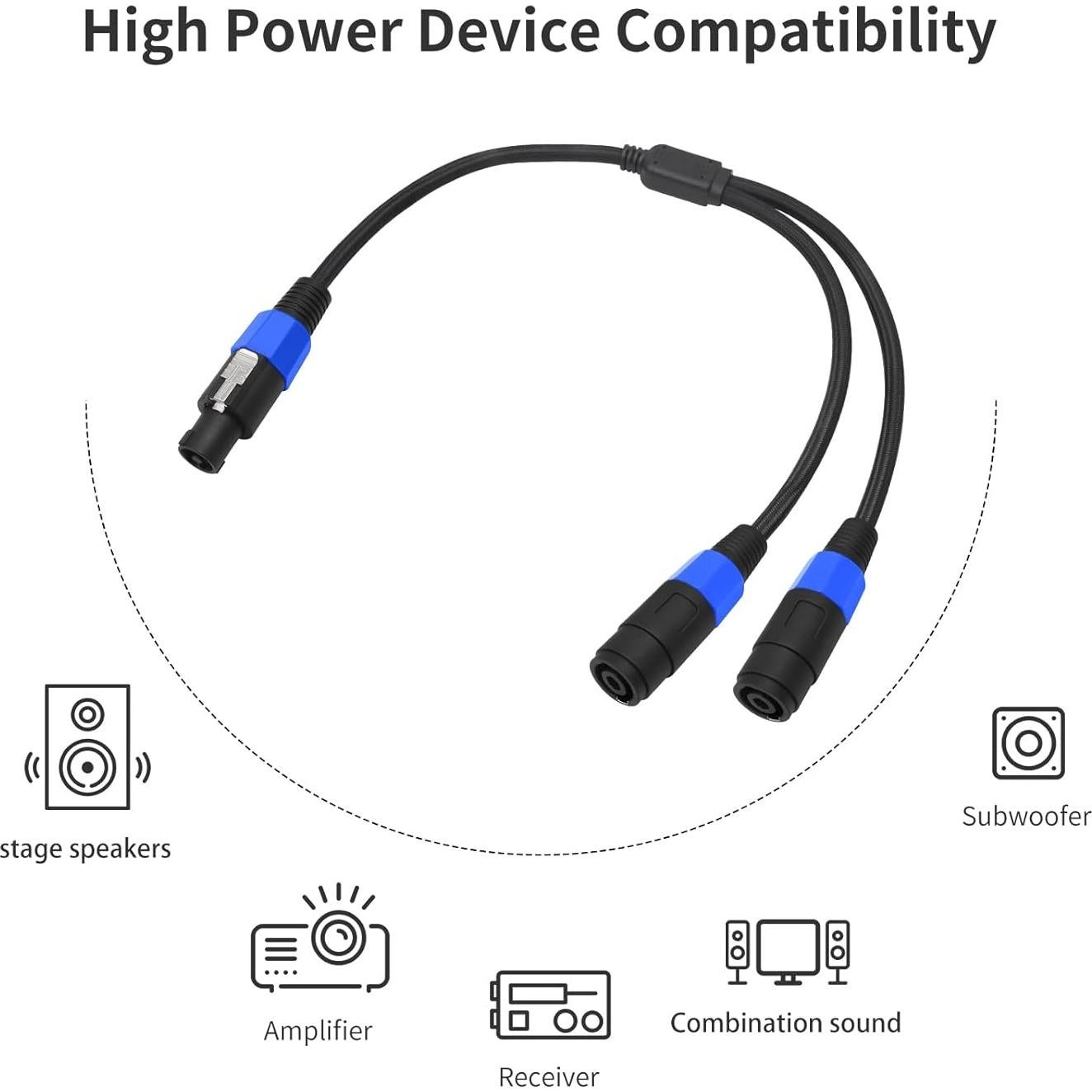 Cable divisor Speakon Y HUALEU 2 pies macho a 2 hembras