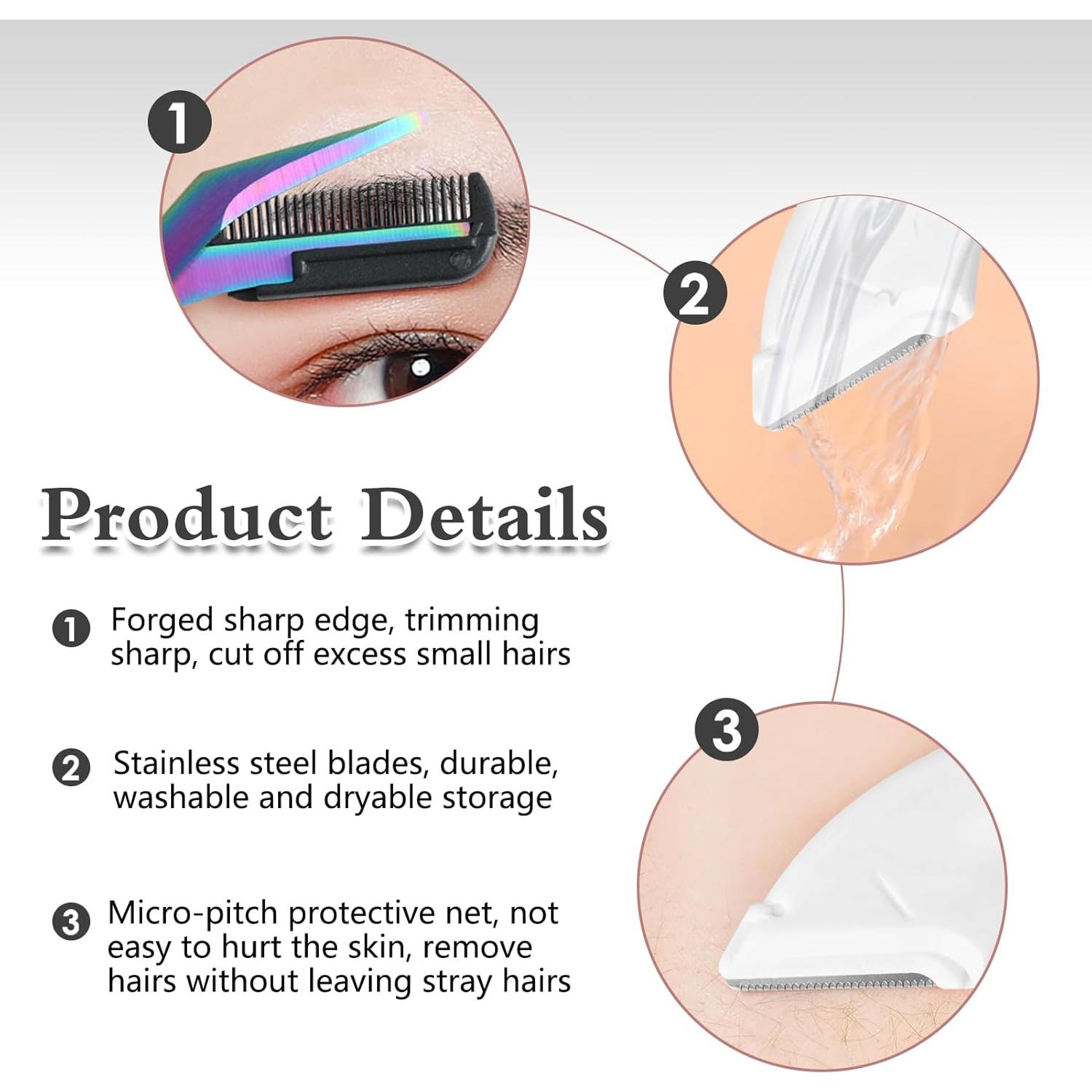 Kit de Tijeras para Cejas Jawfait con Peine - Acero Inoxidable