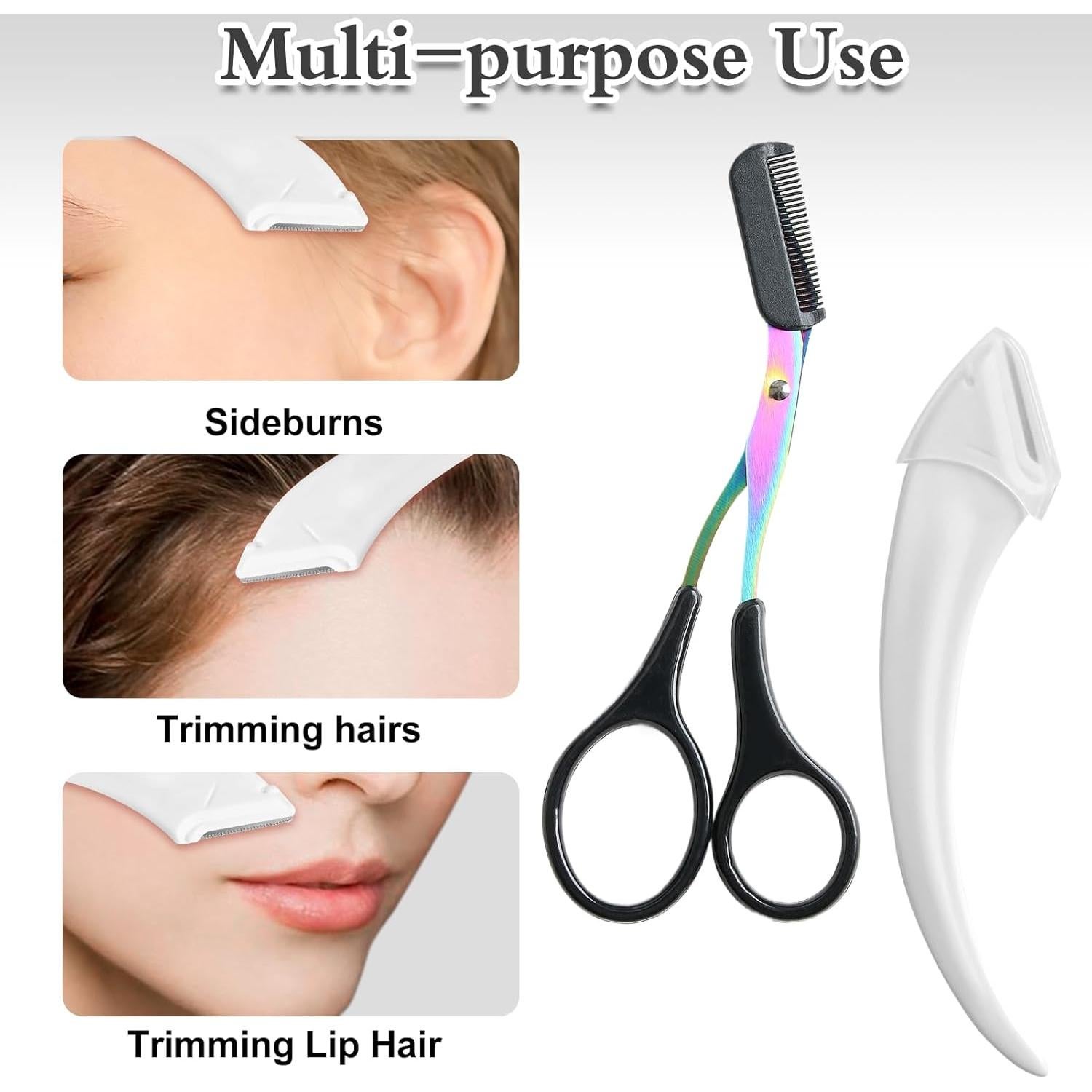 Kit de Tijeras para Cejas Jawfait con Peine - Acero Inoxidable