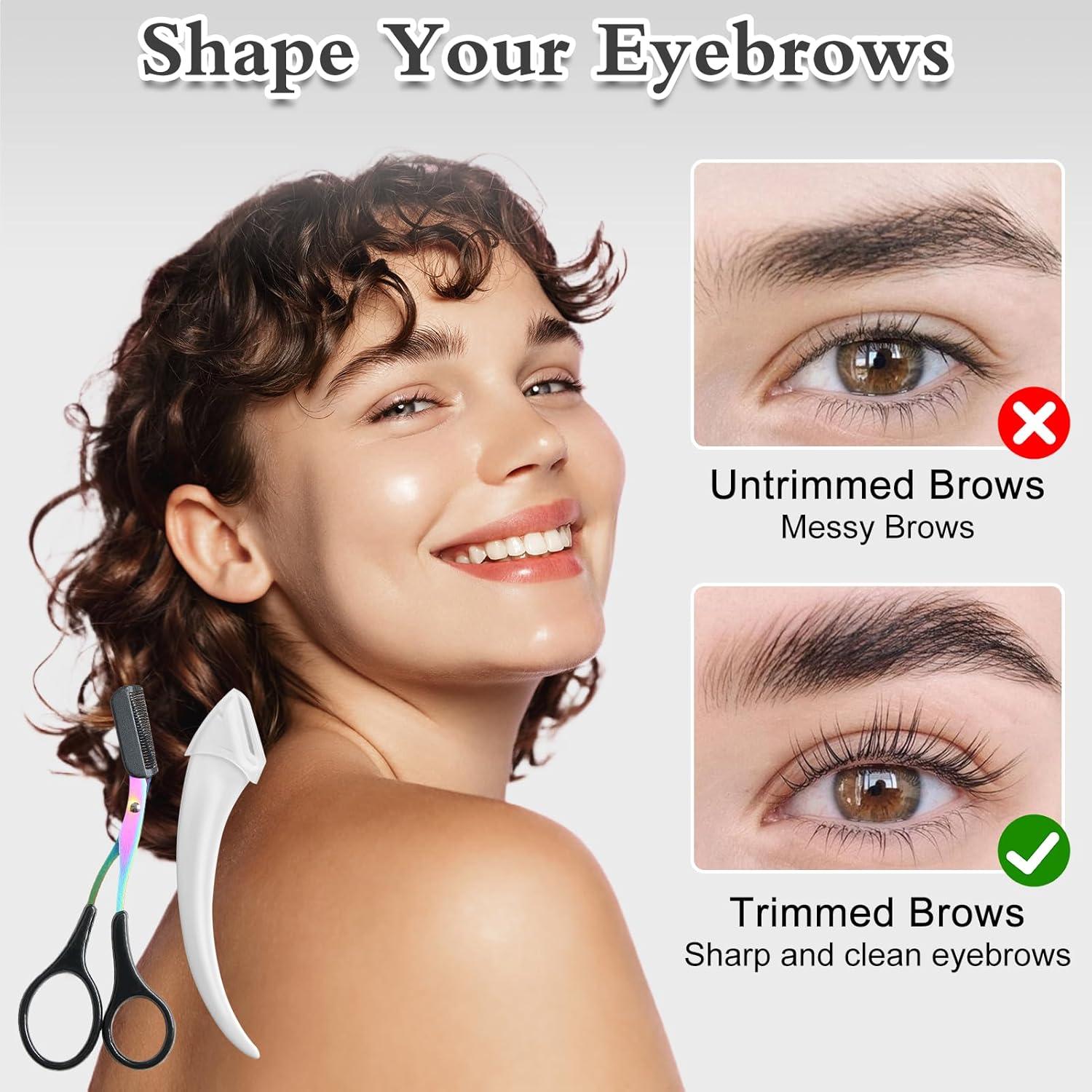 Kit de Tijeras para Cejas Jawfait con Peine - Acero Inoxidable