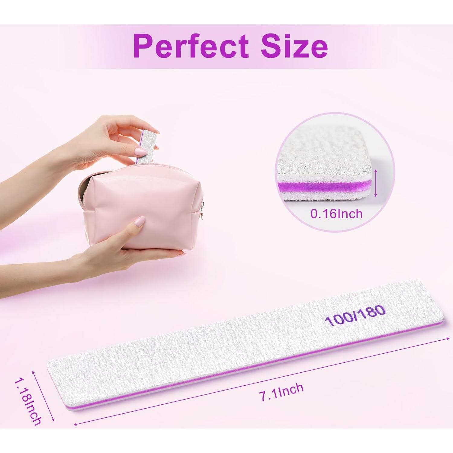 Limas de Uñas Ekrnlyi 18 Pcs Doble Cara 100/180 Grano