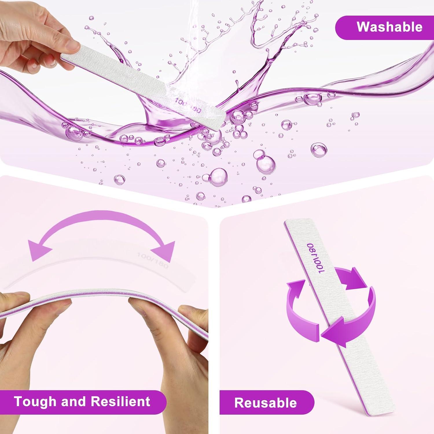 Limas de Uñas Ekrnlyi 18 Pcs Doble Cara 100/180 Grano