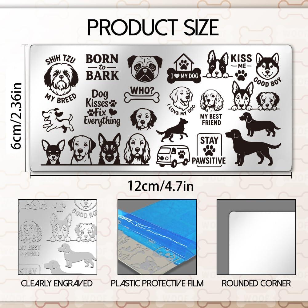 Set de 3 Placas de Estampado de Uñas UNICRAFTALE - Perro