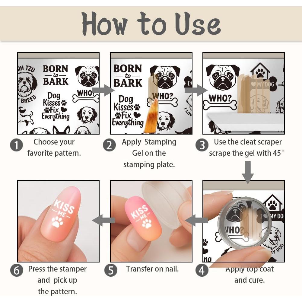 Set de 3 Placas de Estampado de Uñas UNICRAFTALE - Perro