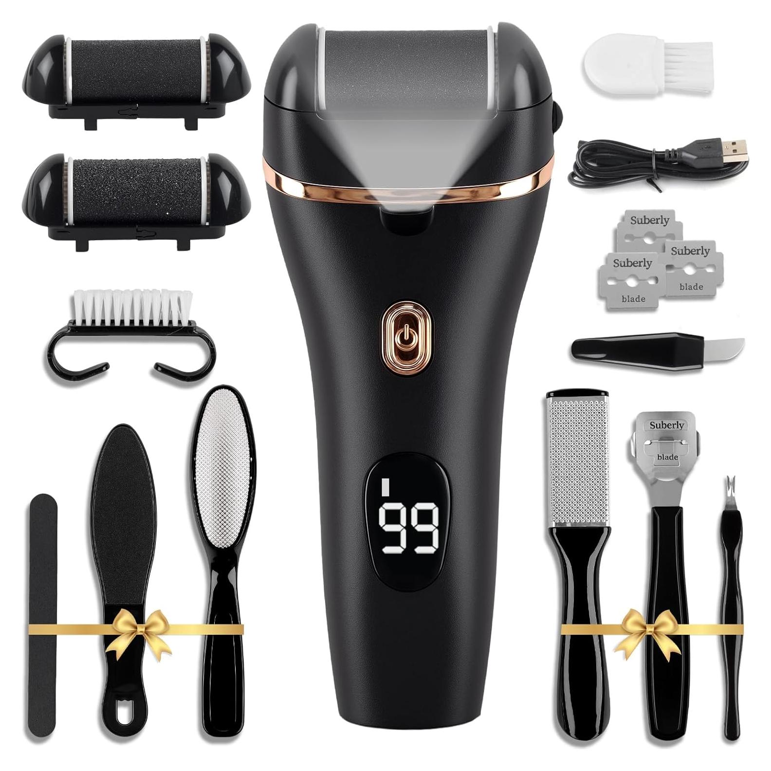 Exfoliador de pies eléctrico Meyluth, kit pedicura 17 en 1