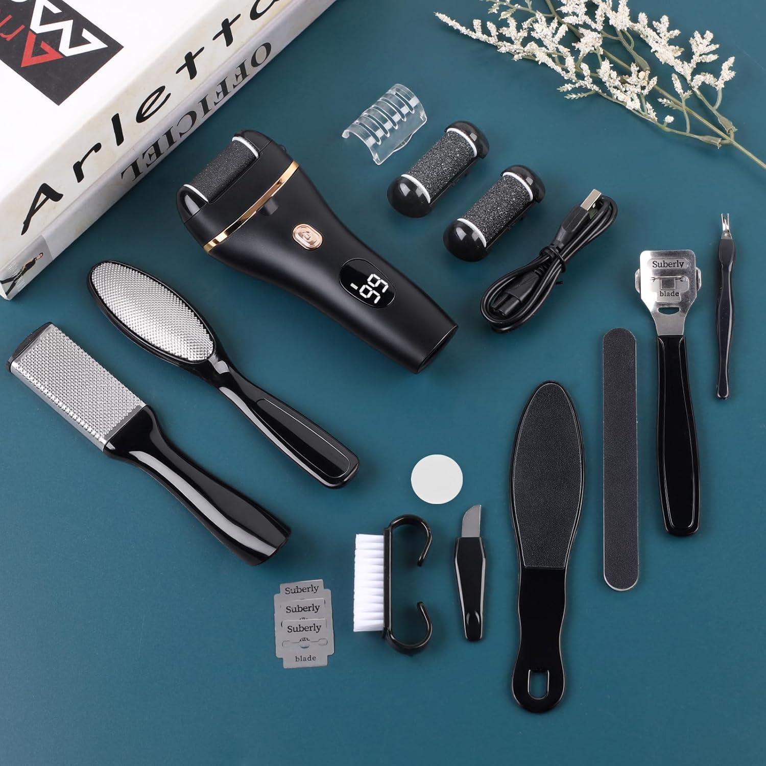 Exfoliador de pies eléctrico Meyluth, kit pedicura 17 en 1