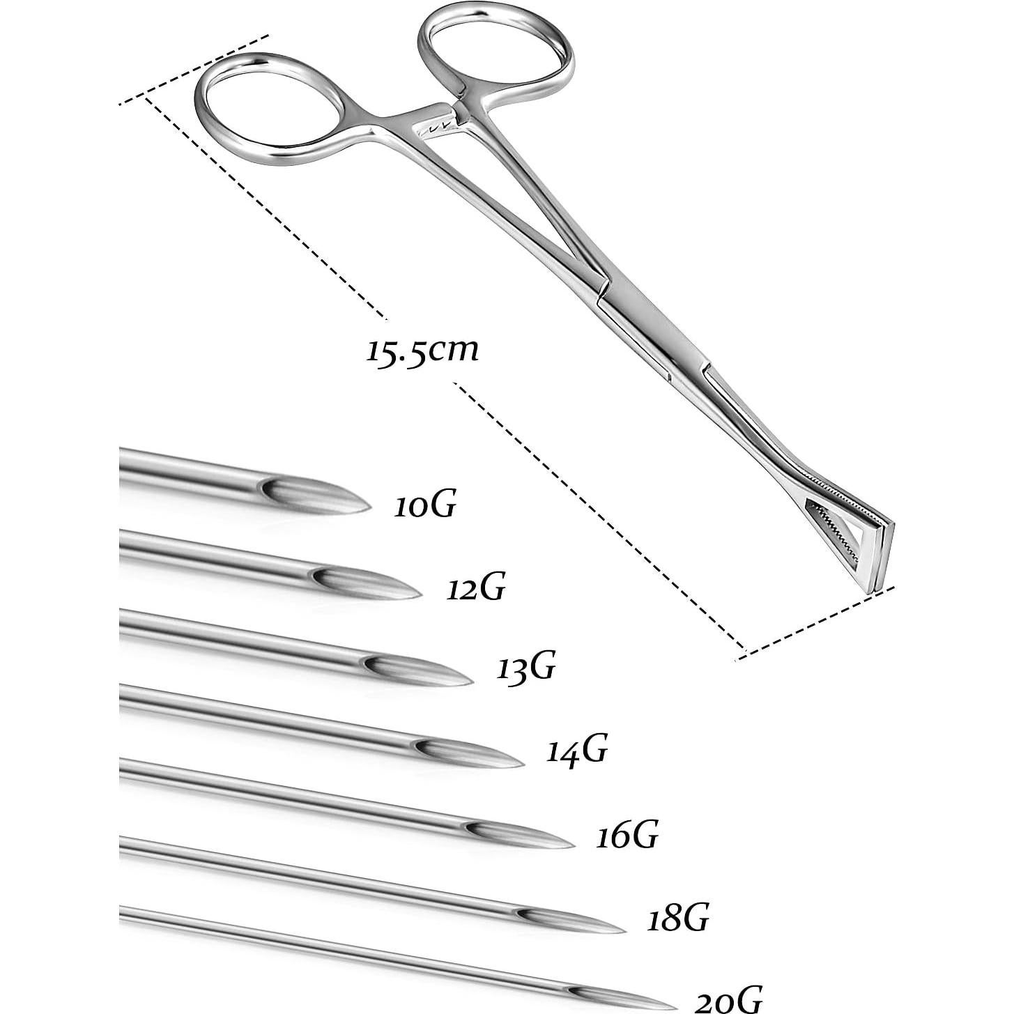 Kit de Piercing Vsnnsns 316L Acero Quirúrgico 14 Agujas 10 Joyas