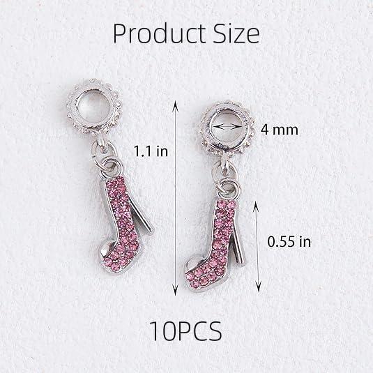 Encantos de Zapato de Tacón Alto de Cristal AUEAR - 10 Piezas Rosa