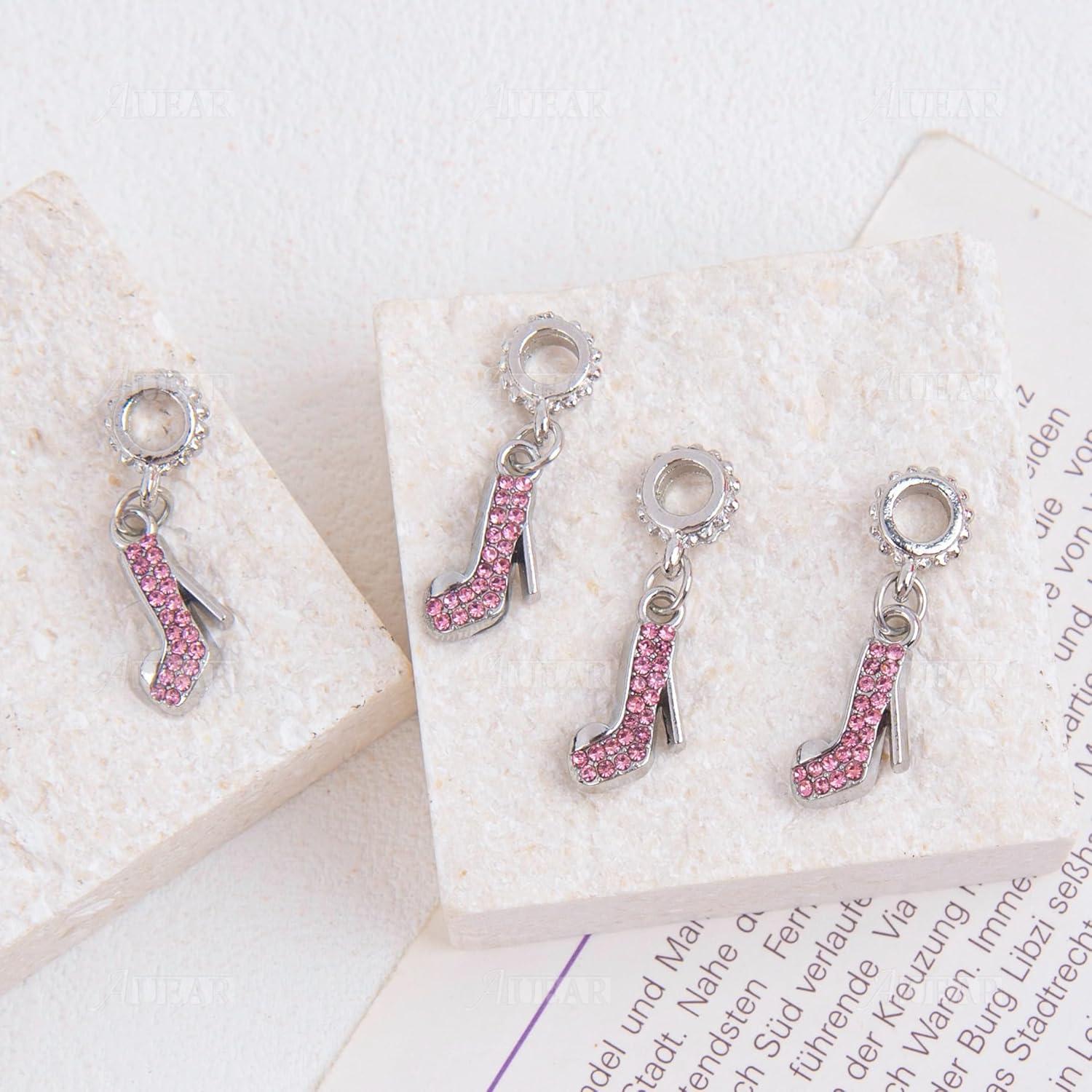 Encantos de Zapato de Tacón Alto de Cristal AUEAR - 10 Piezas Rosa