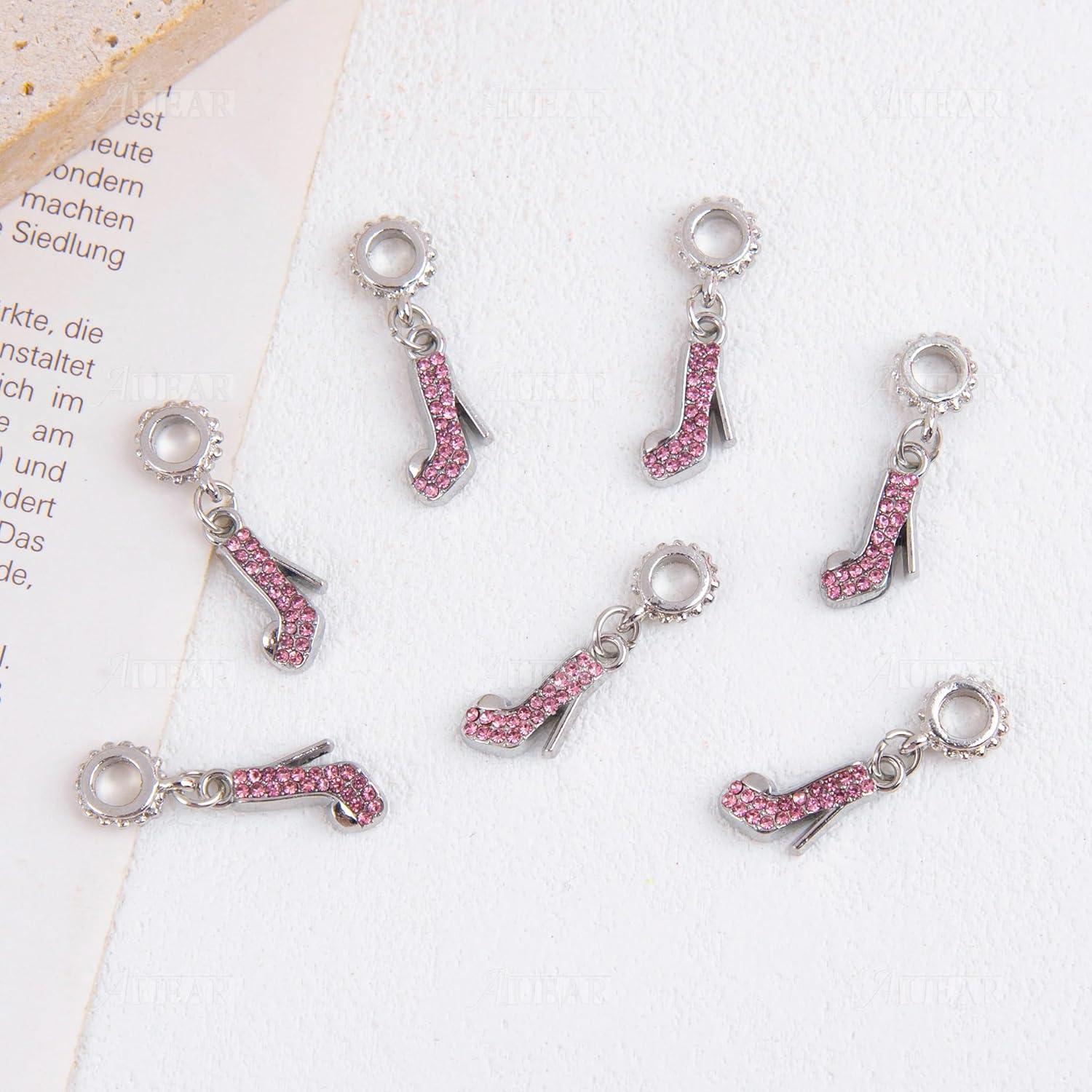 Encantos de Zapato de Tacón Alto de Cristal AUEAR - 10 Piezas Rosa