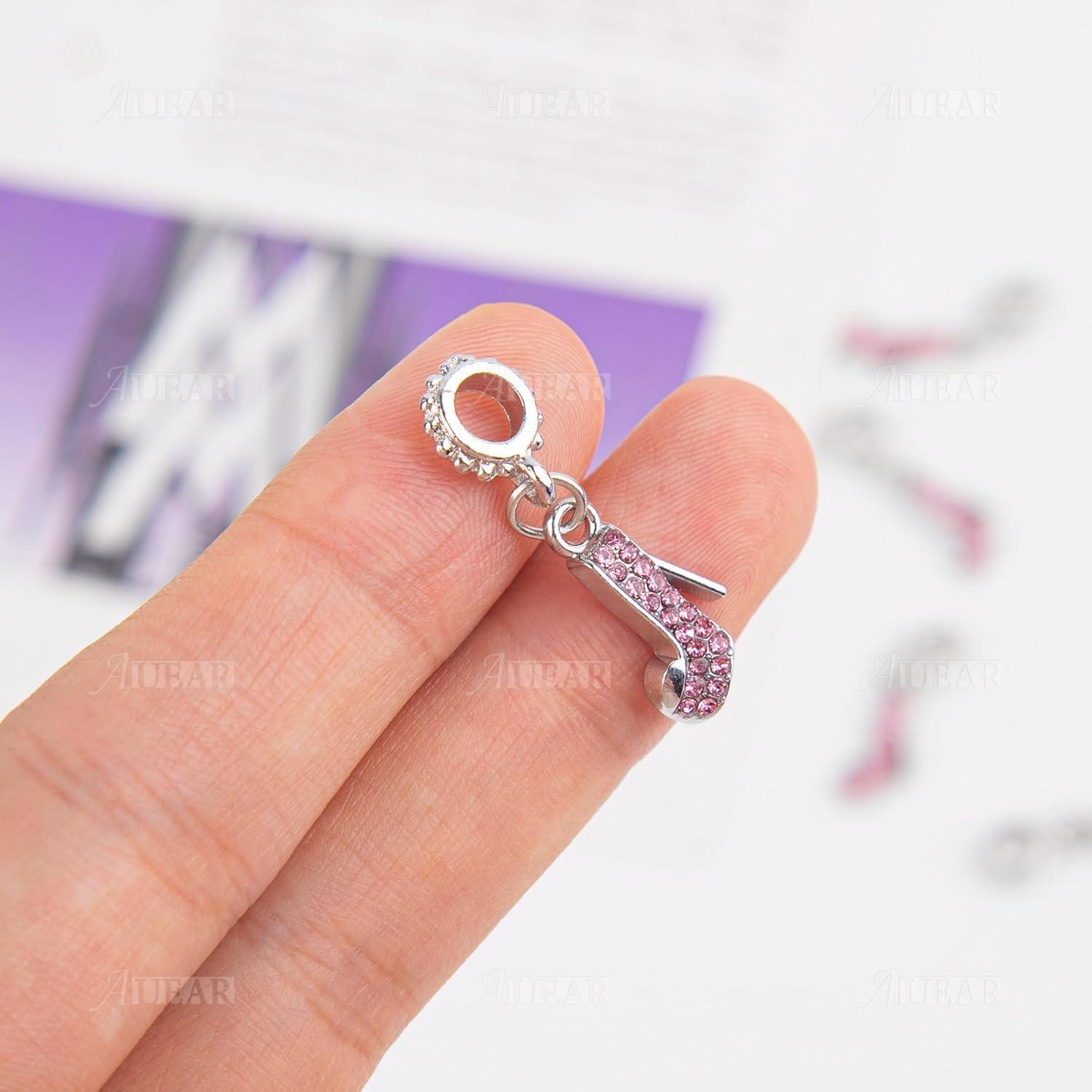 Encantos de Zapato de Tacón Alto de Cristal AUEAR - 10 Piezas Rosa