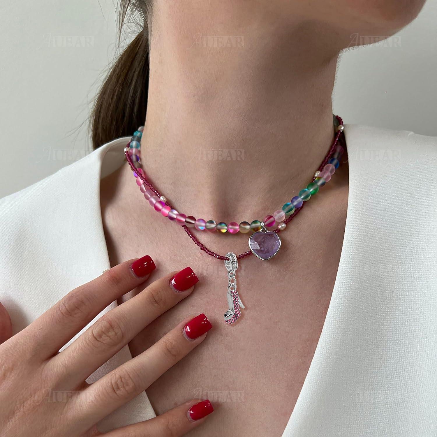 Encantos de Zapato de Tacón Alto de Cristal AUEAR - 10 Piezas Rosa