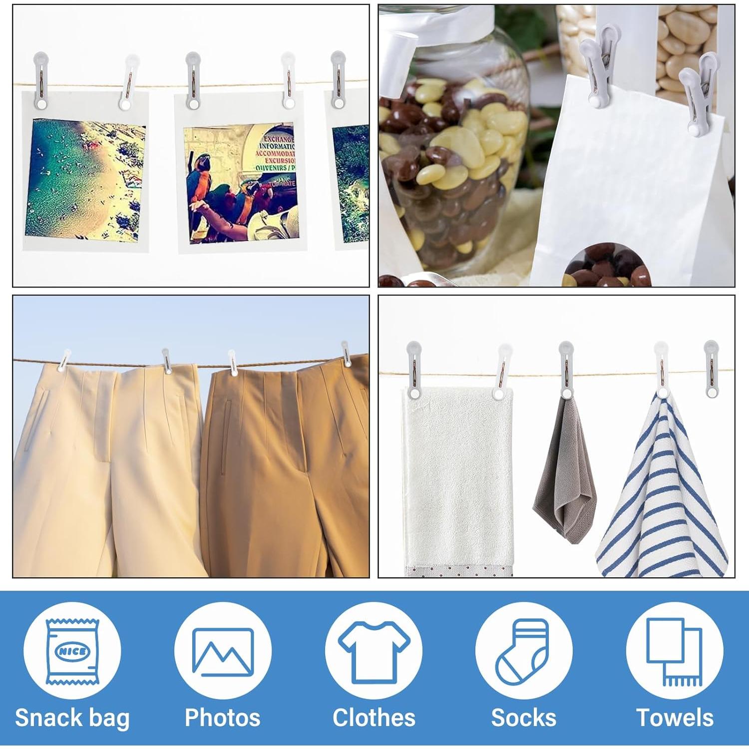 Pinzas de Ropa Antideslizantes WisePoint, 16 Piezas 5x3 cm