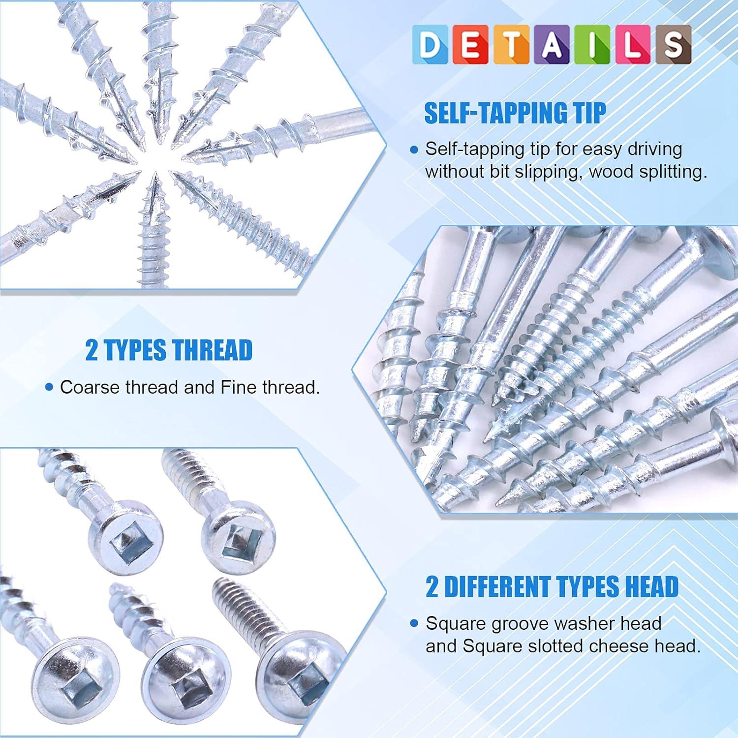 Tornillos de agujero de bolsillo Glarks 160Pcs #8x25.4mm