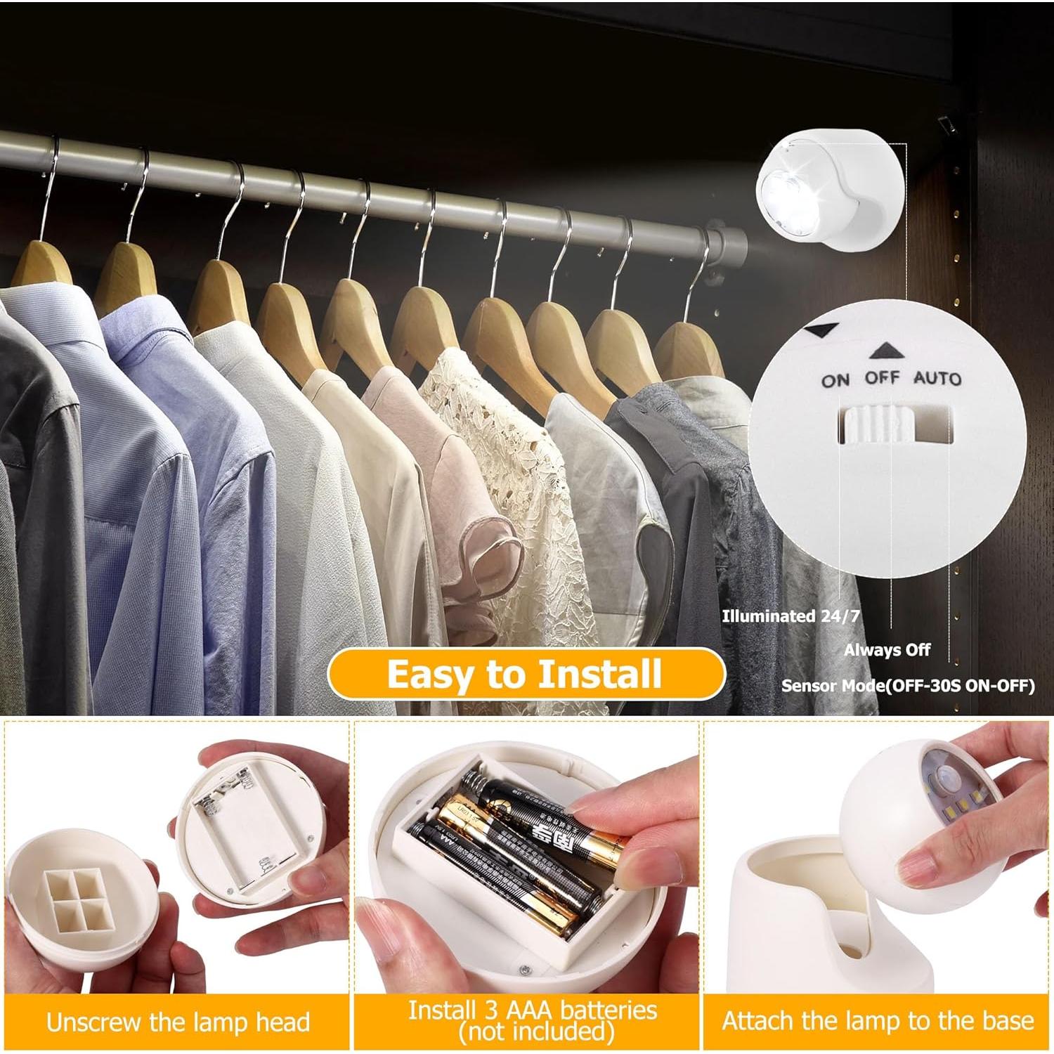 Luces de Sensor de Movimiento LemonBest - 2 Paquetes Inalámbricas