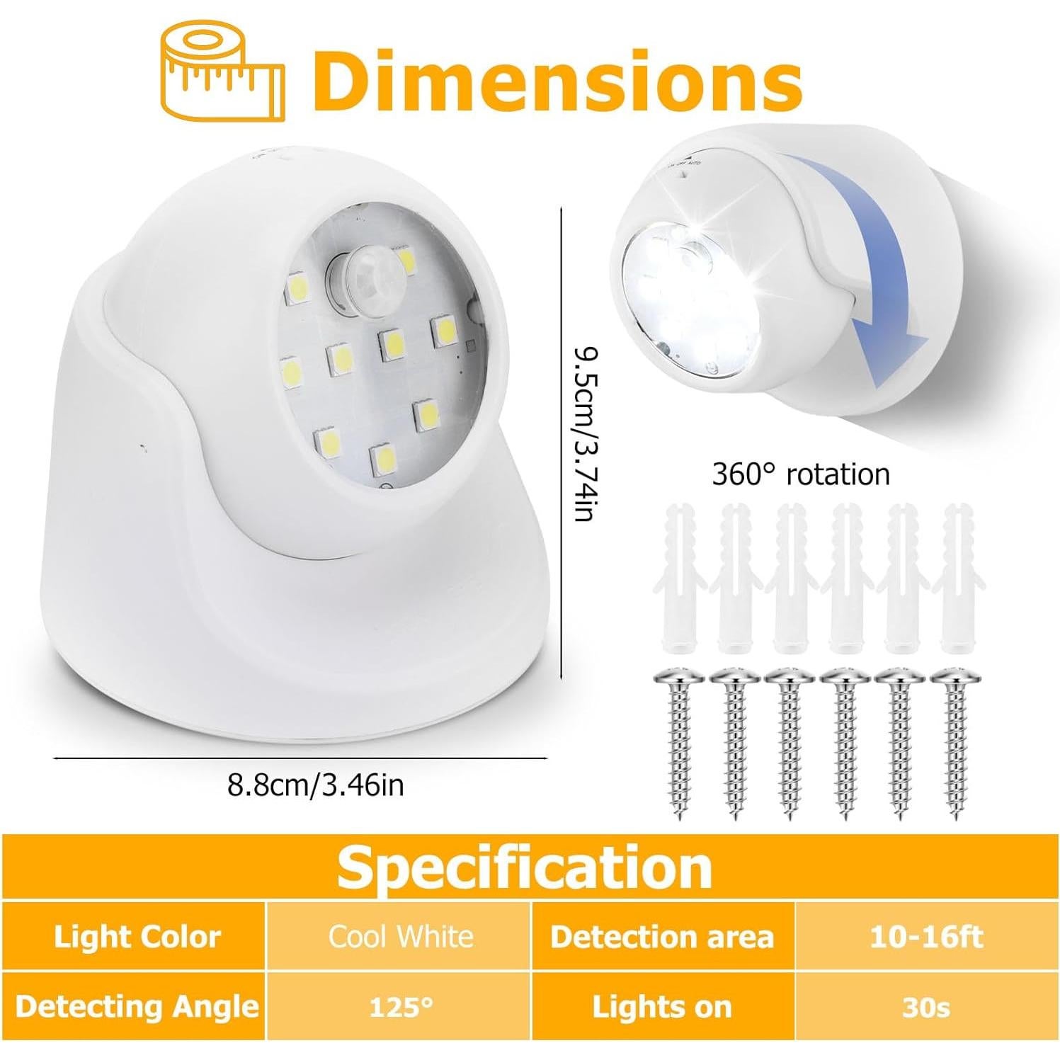 Luces de Sensor de Movimiento LemonBest - 2 Paquetes Inalámbricas