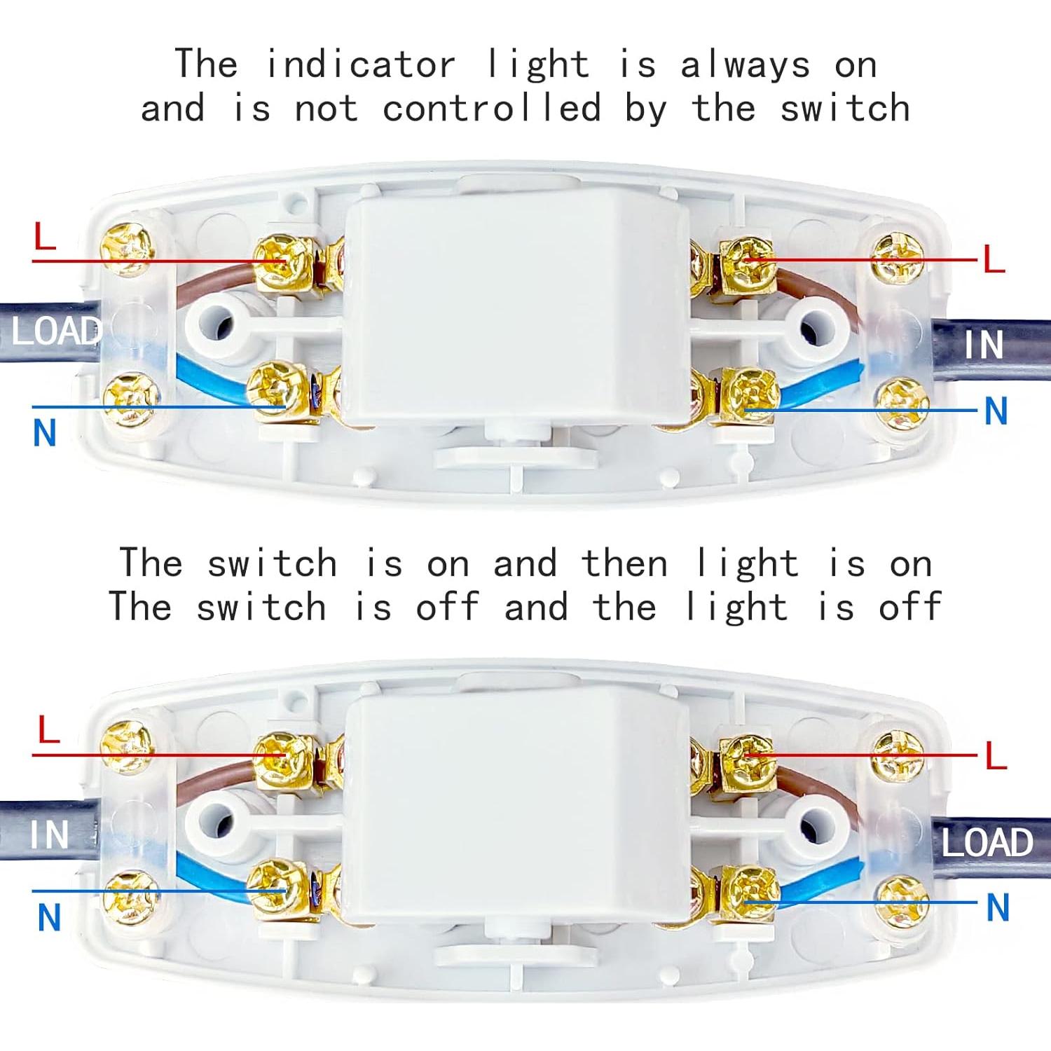 Paquete de 2 Interruptores Inline XGJUCE 6A para Lámparas