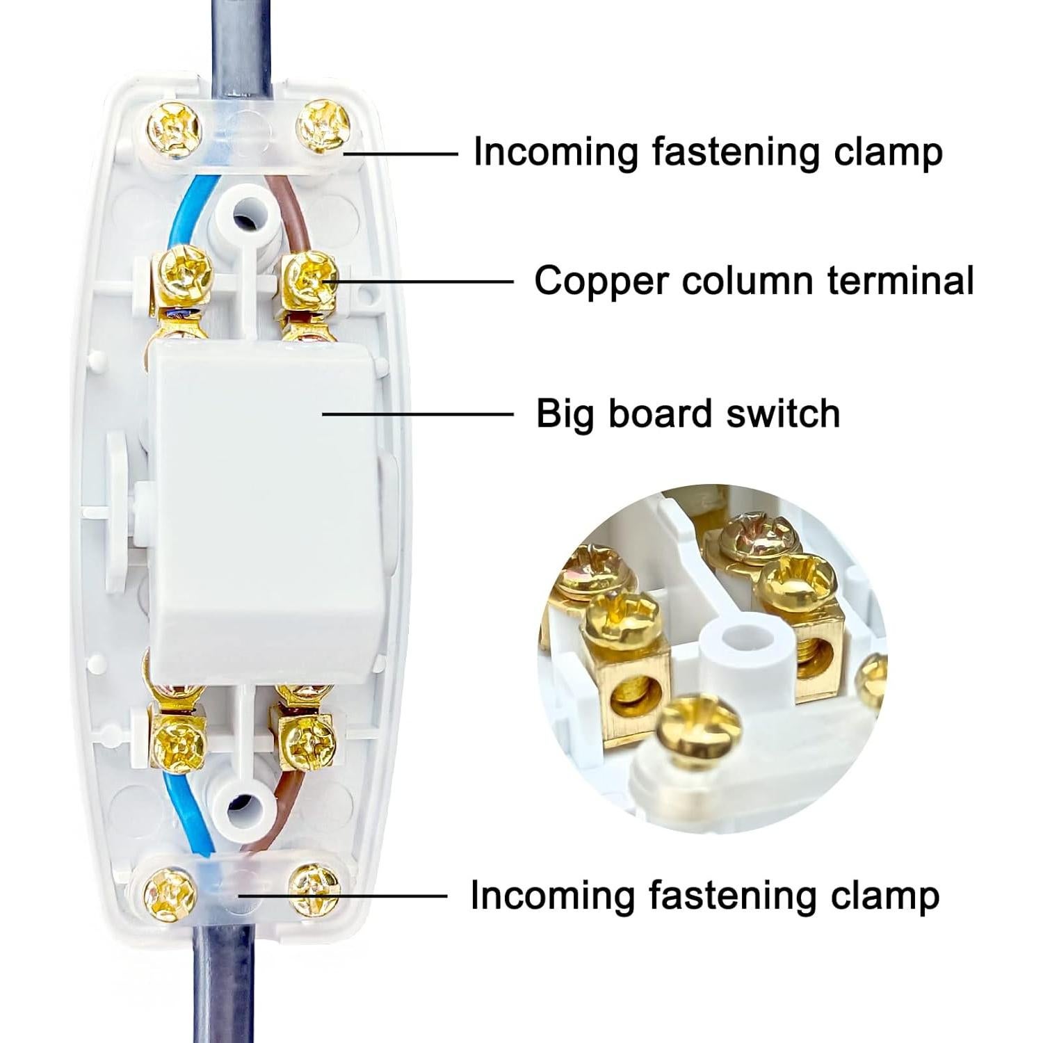 Paquete de 2 Interruptores Inline XGJUCE 6A para Lámparas