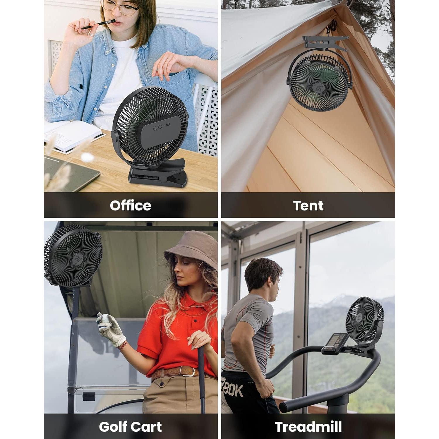 Ventilador Clip Recargable 10000mAh LEMOISTAR 8" 4 Velocidades